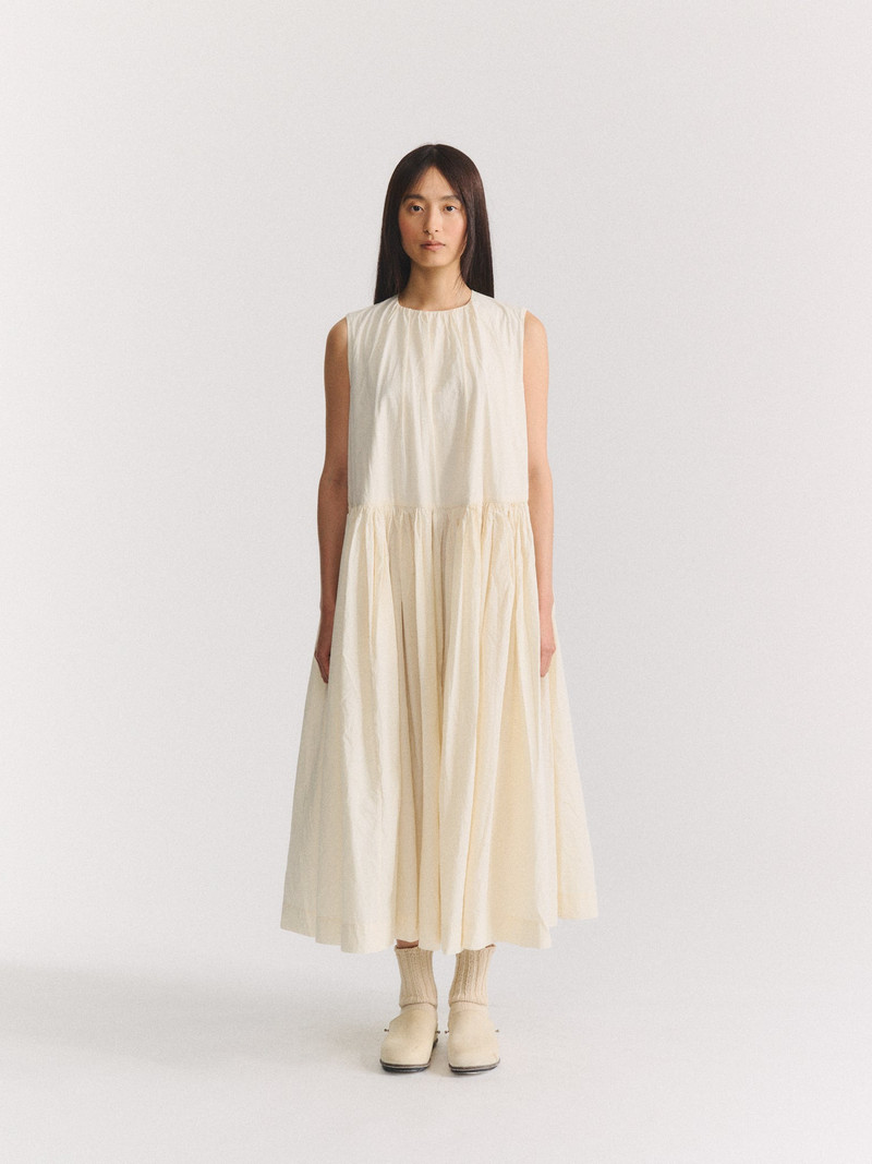 CASEY/CASEY POMME RUCHEE DRESS - CHALK POPLIN - OFF WHITE outlook