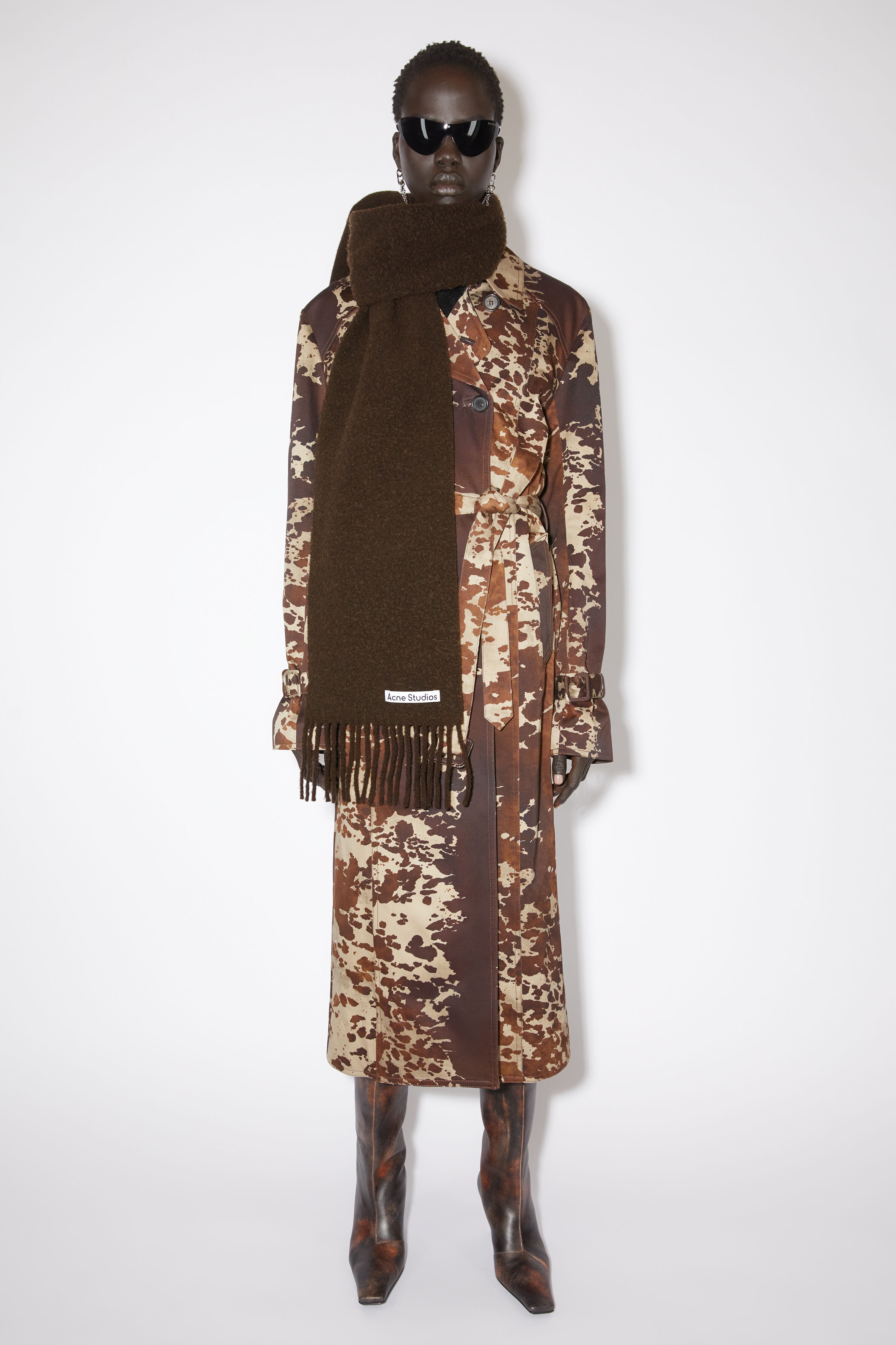 Wool fringe scarf - Chocolate brown - 2