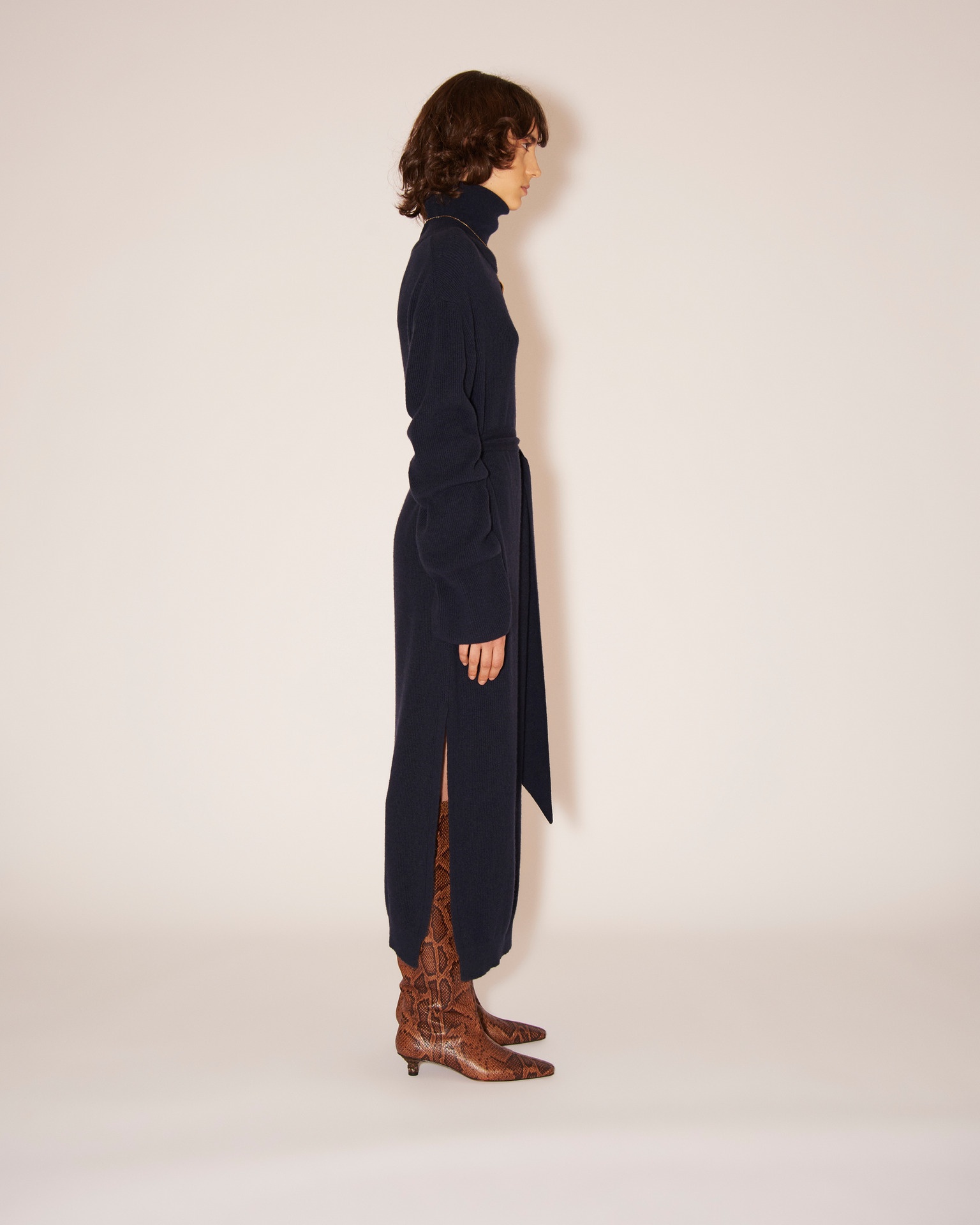 CANAAN - Cashmere-blend turtleneck dress - Navy - 4