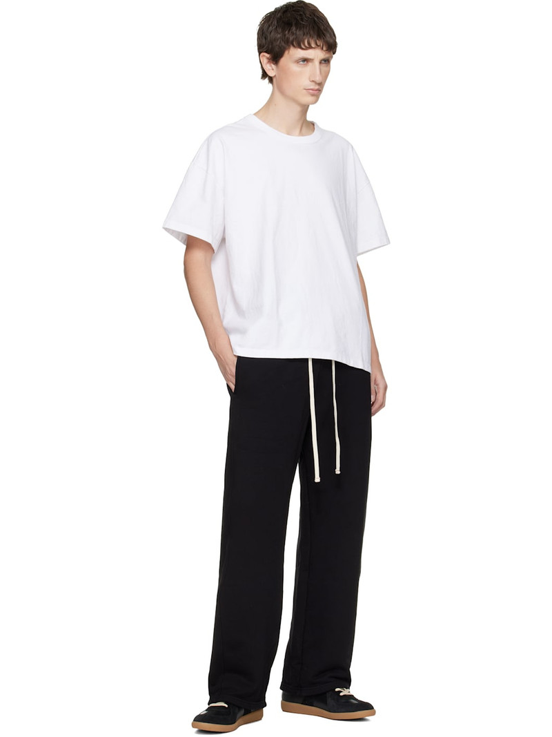 LES TIEN White Lightweight Binded Neck Oversized T-shirt outlook