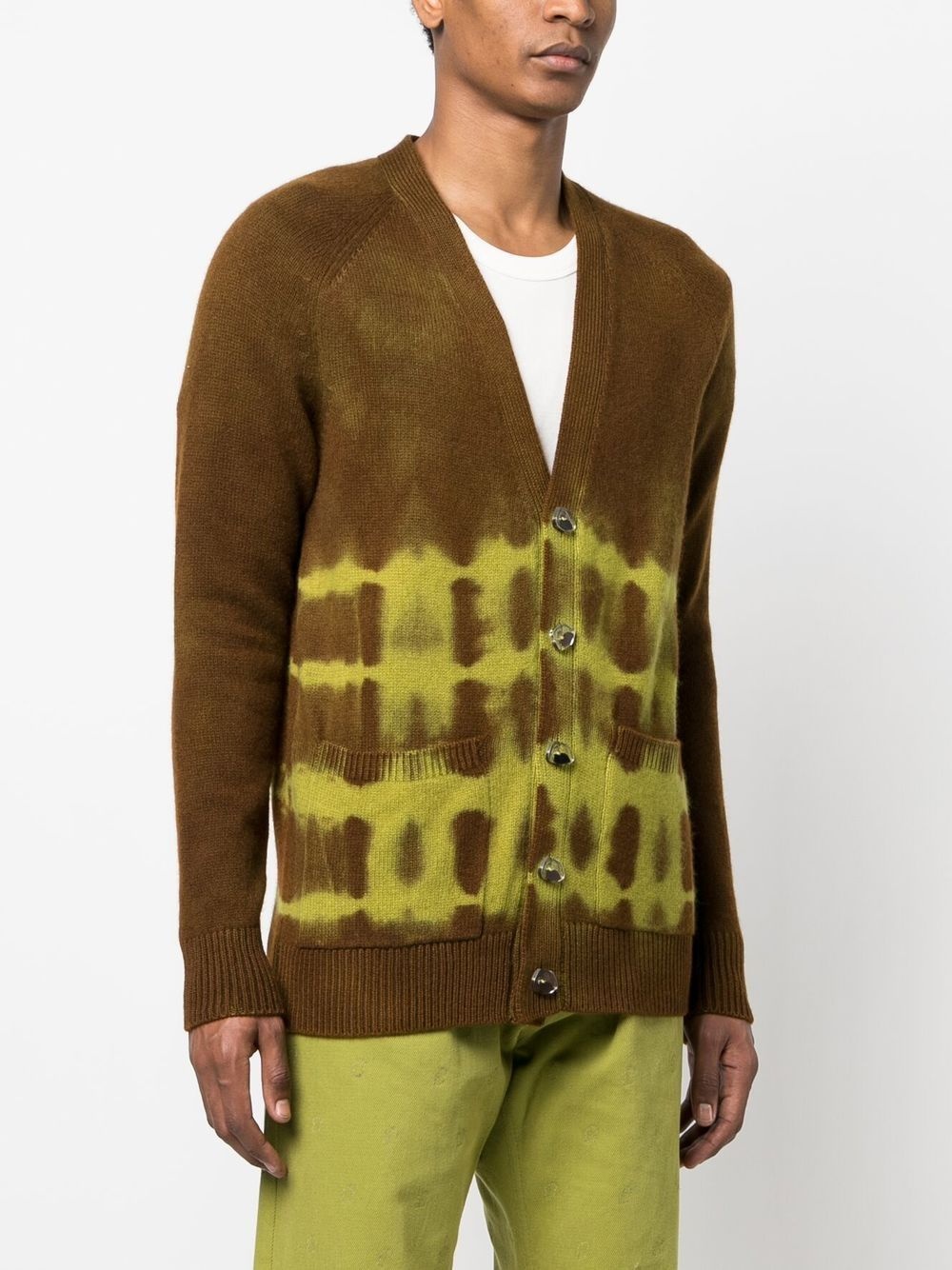 tie-dye print cashmere cardigan - 3