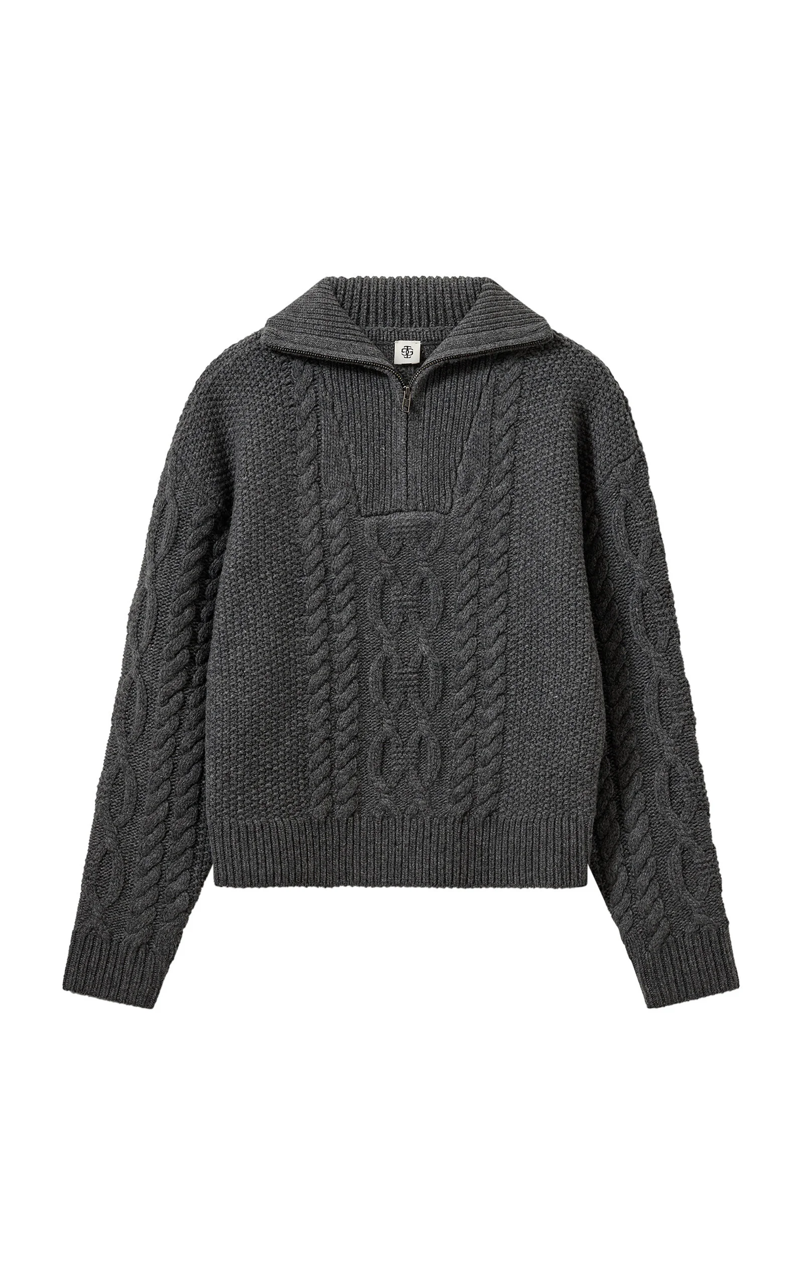 Como Cable Knit Wool-Cashmere Sweater grey - 1