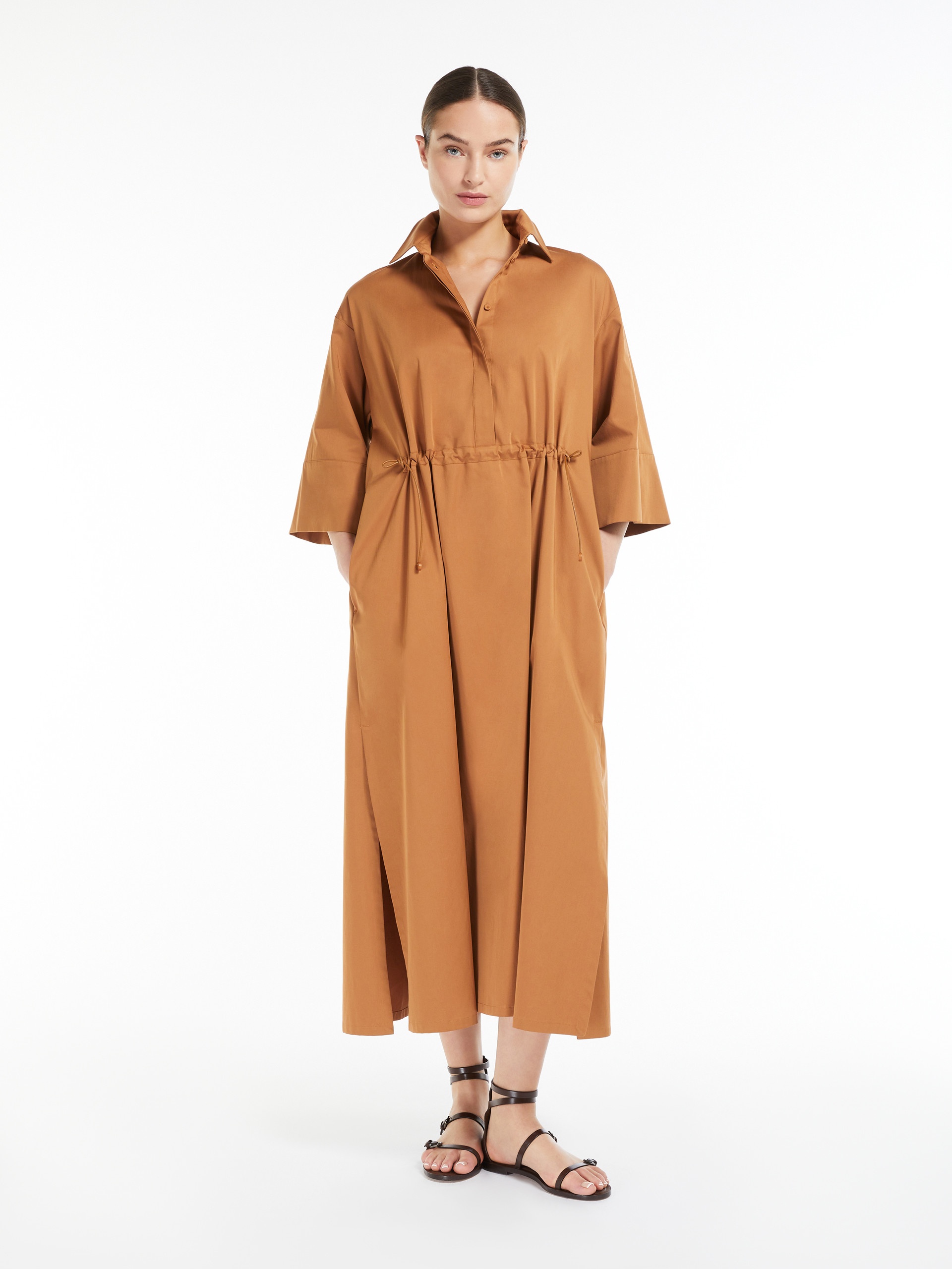 Max Mara EULALIA Cotton and silk dress with drawstring