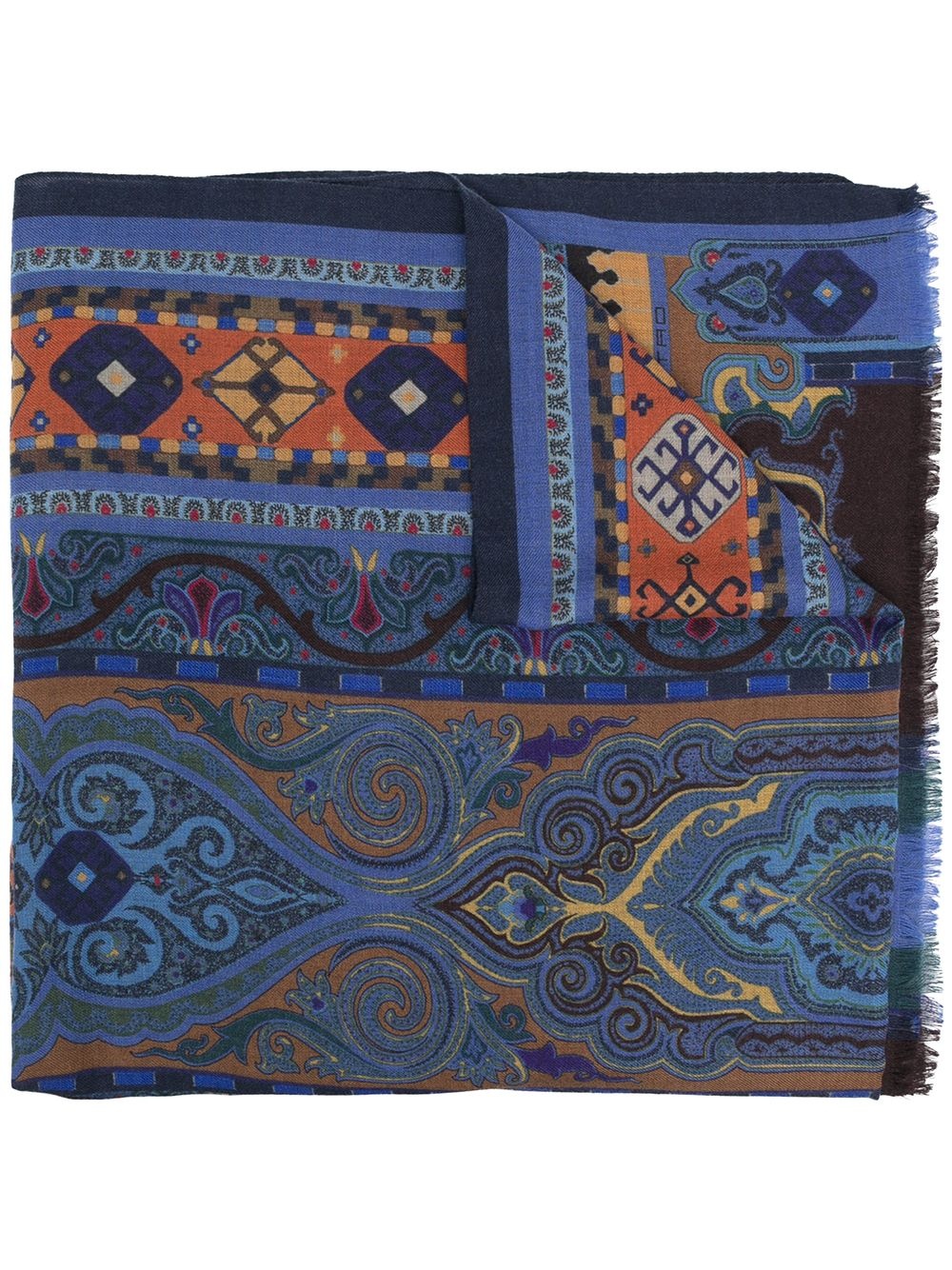 paisley print wool scarf - 1