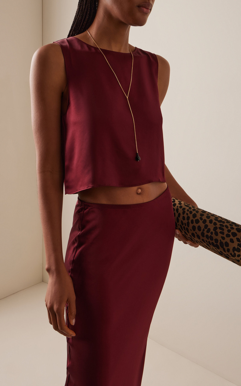 LESET Barb Satin Crop Top burgundy outlook