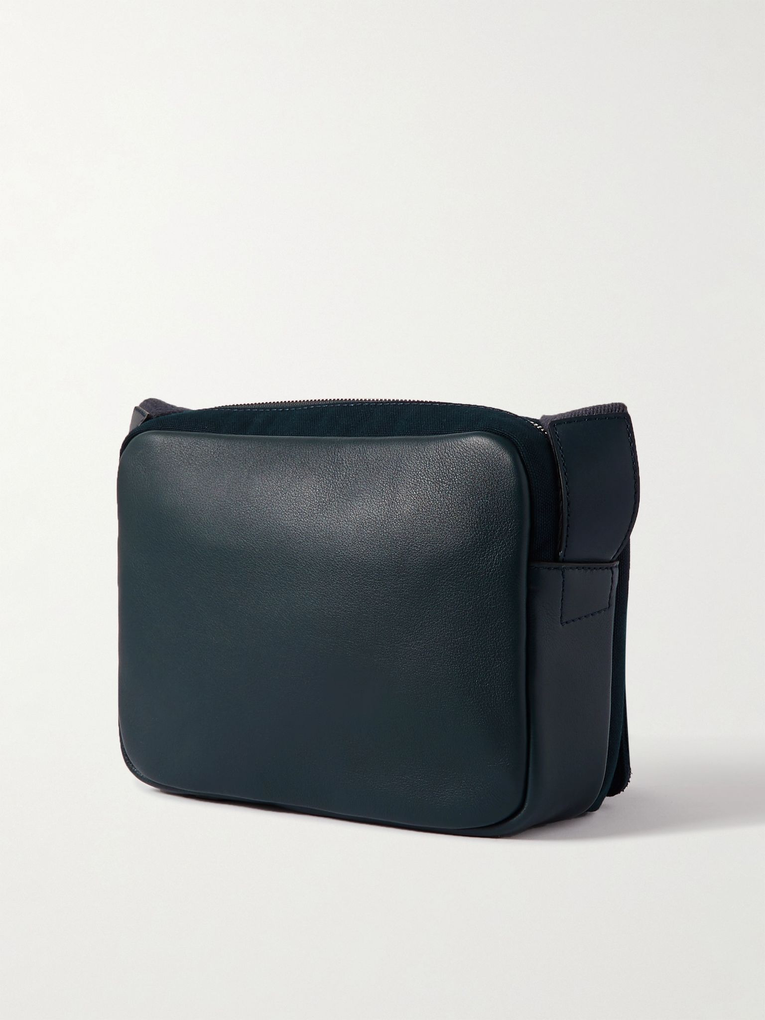 Military XS Leather-Trimmed Canvas Messenger Bag Navy - 3