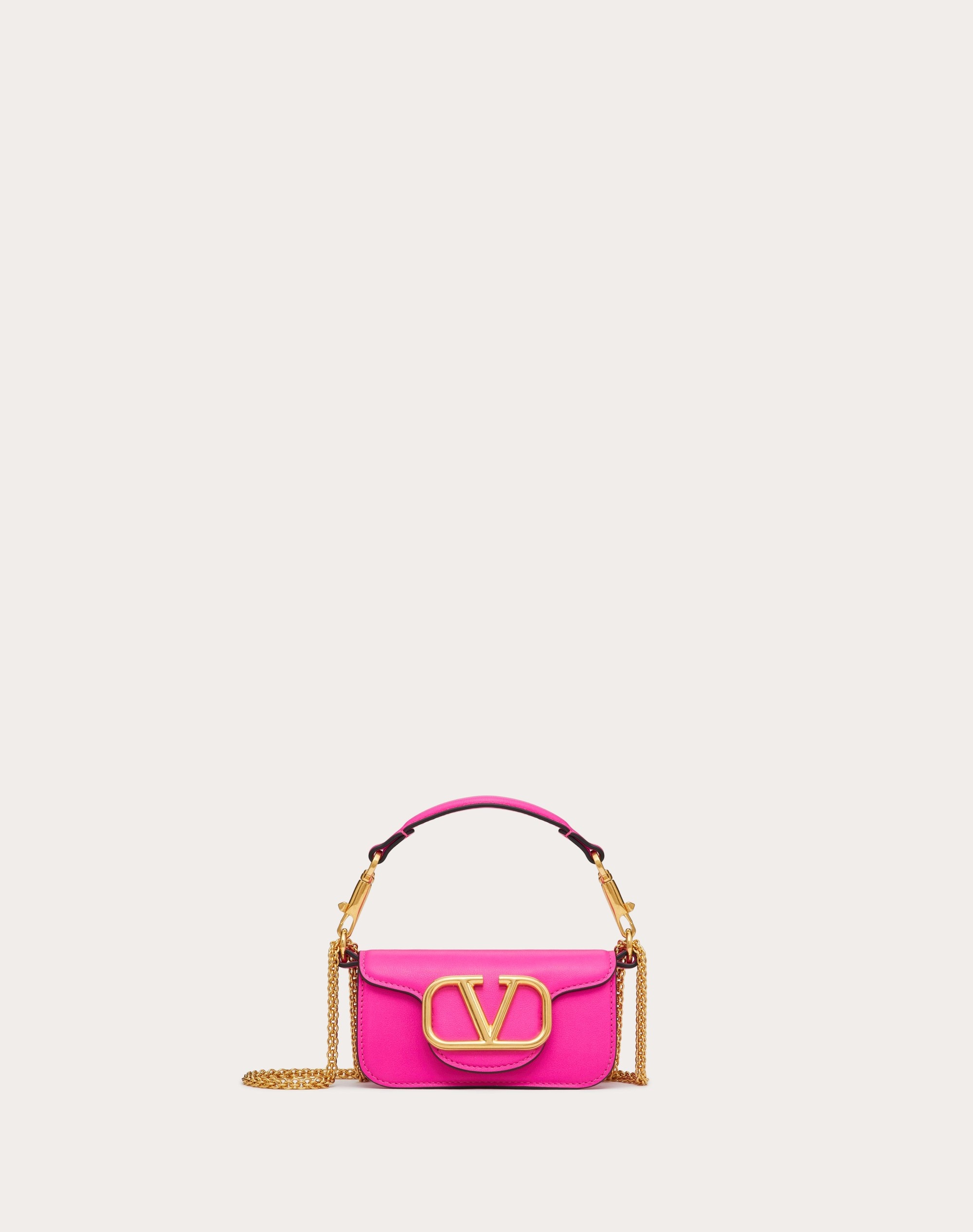 VALENTINO GARAVANI LOCÒ MICRO BAG IN CALFSKIN LEATHER WITH CHAIN - 1