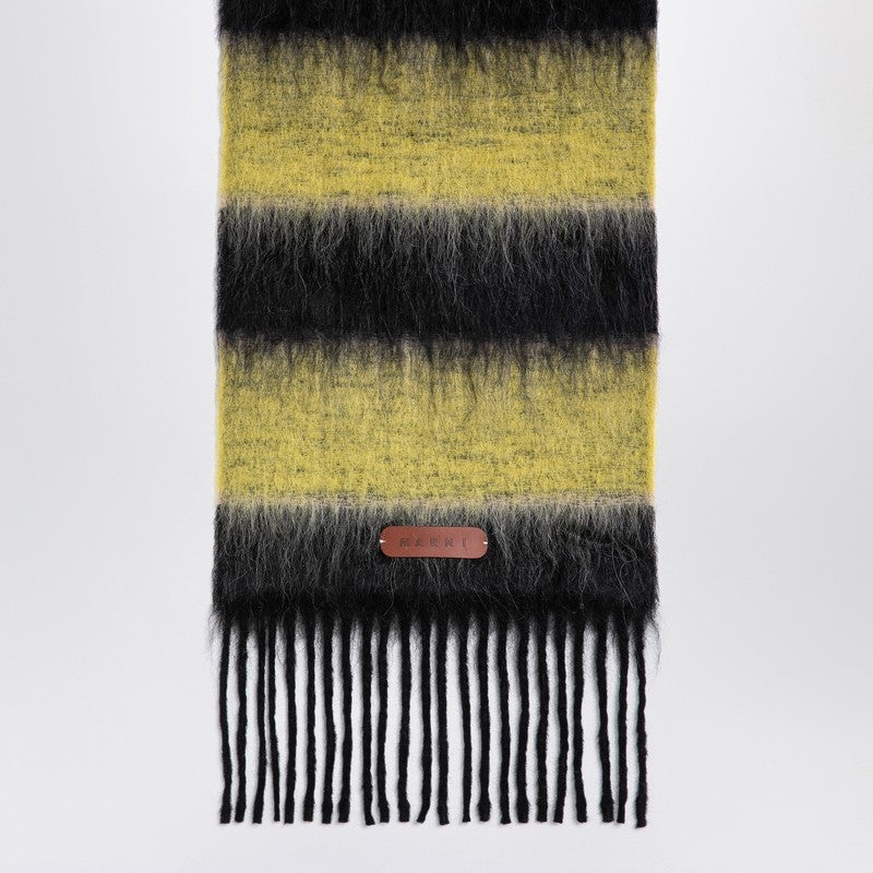 Marni Black/Yellow Striped Wool-Blend Scarf Women - 3