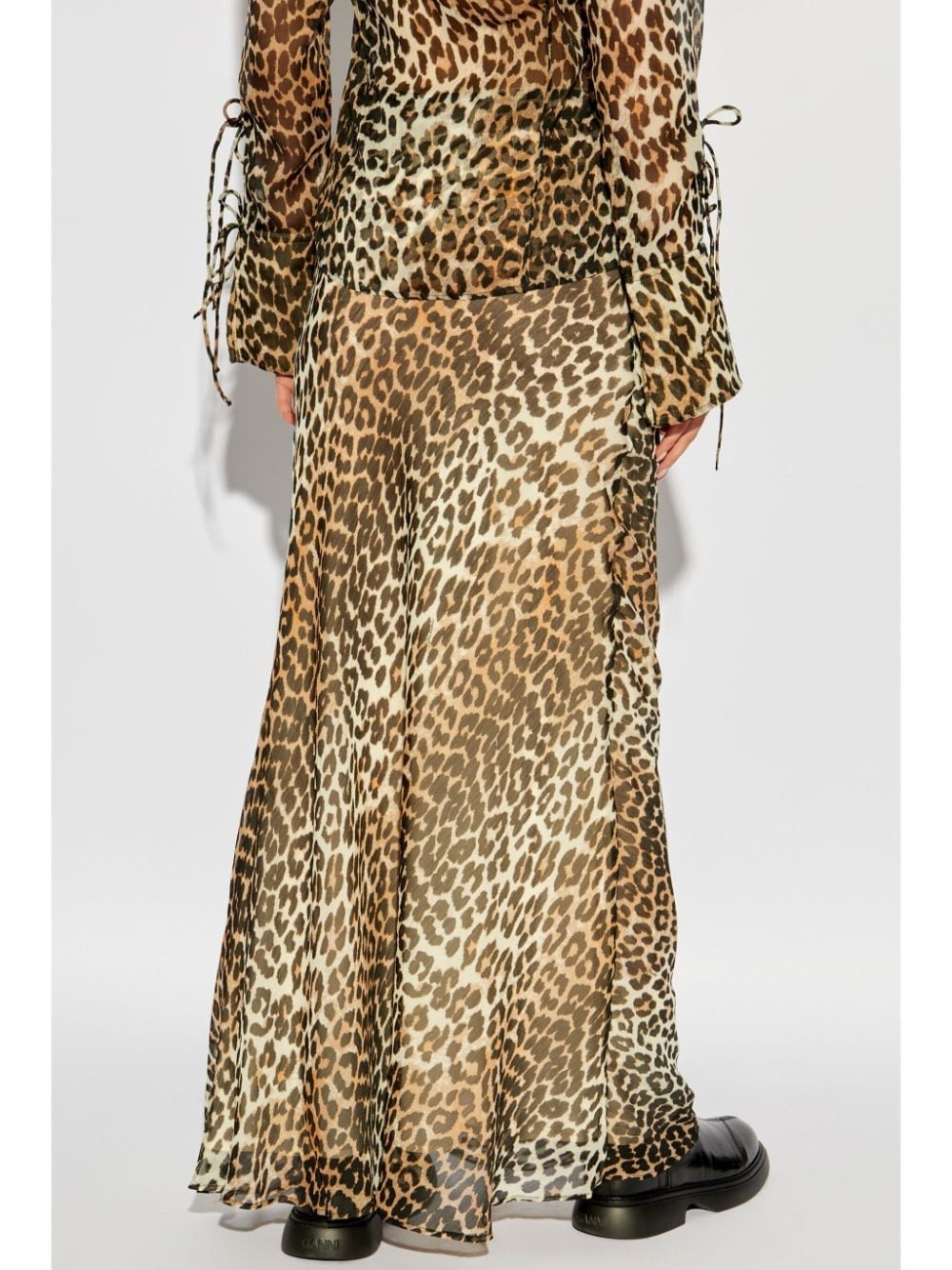 leopard-print chiffon maxi skirt - 4