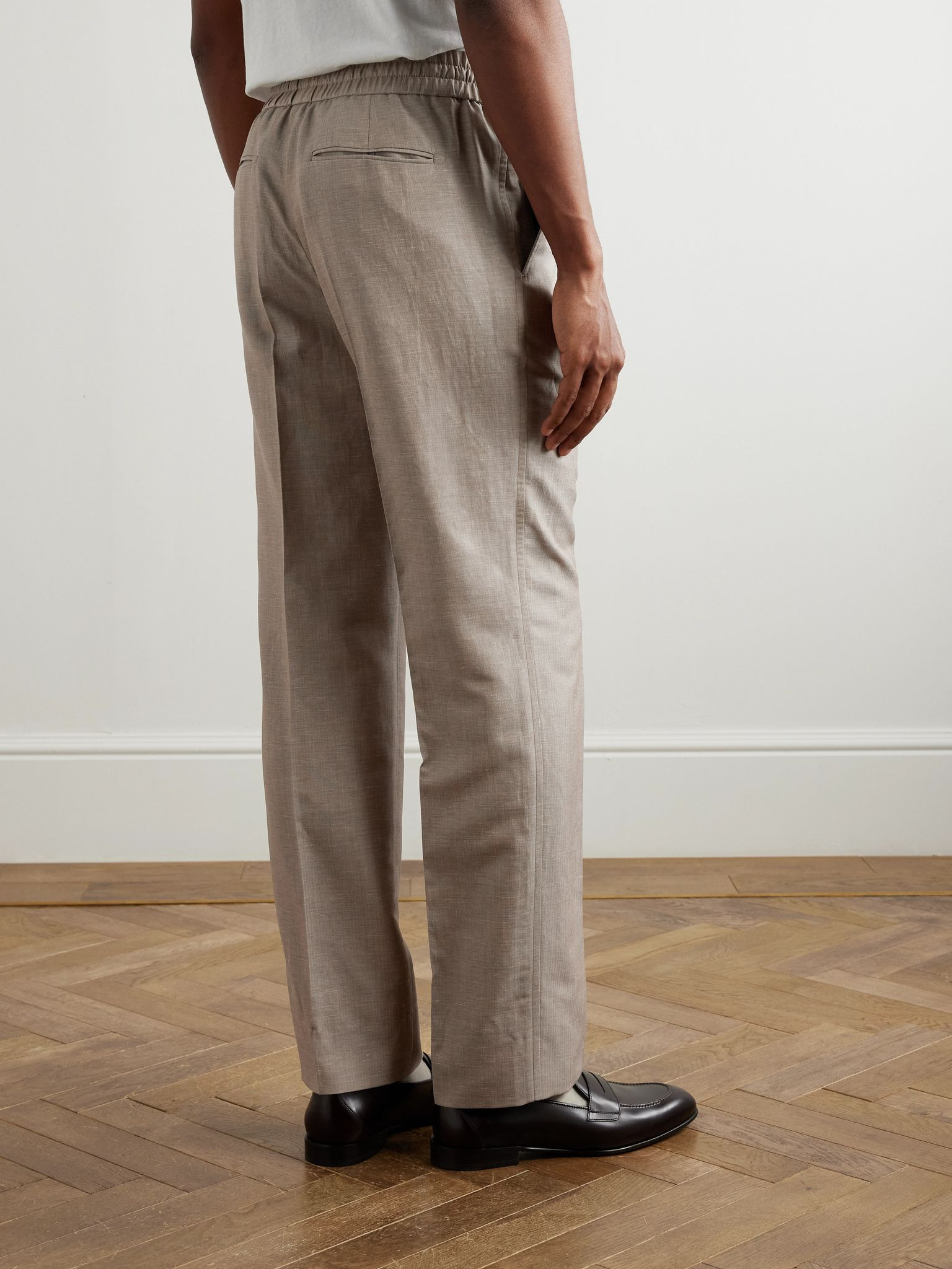 Straight-Leg Wool, Linen and Silk-Blend Suit Trousers Neutral - 4