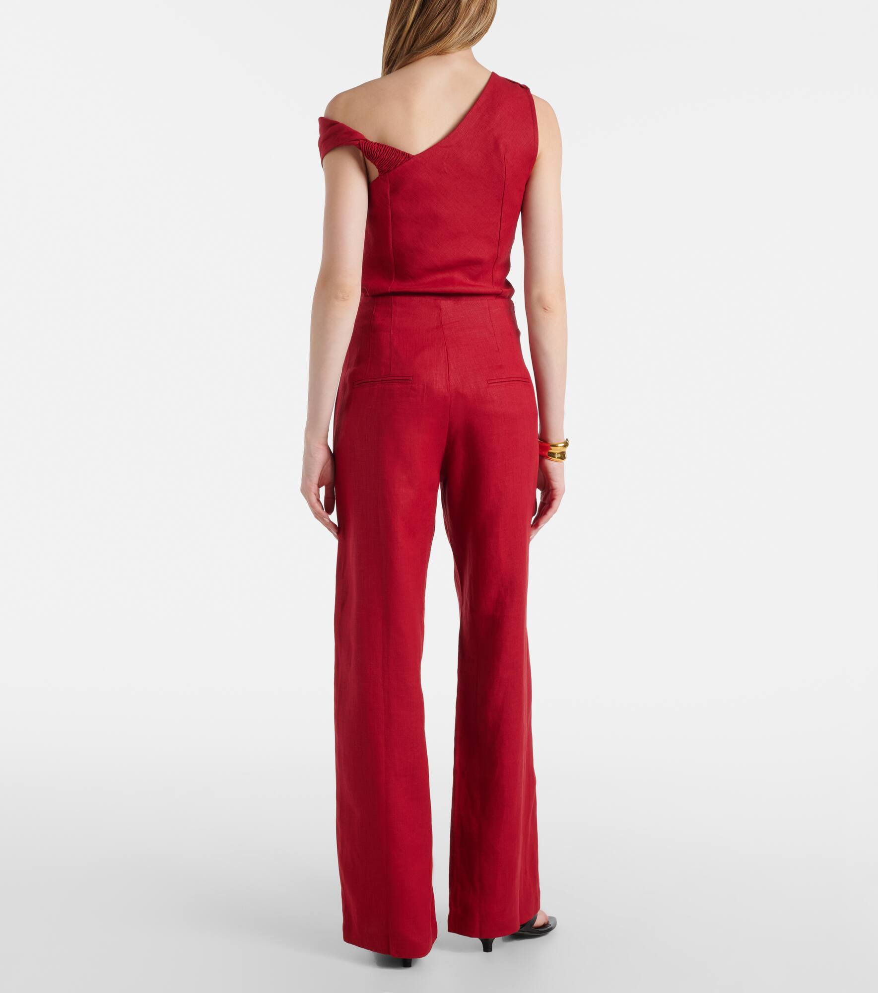 Isabel high-rise linen straight pants - 3