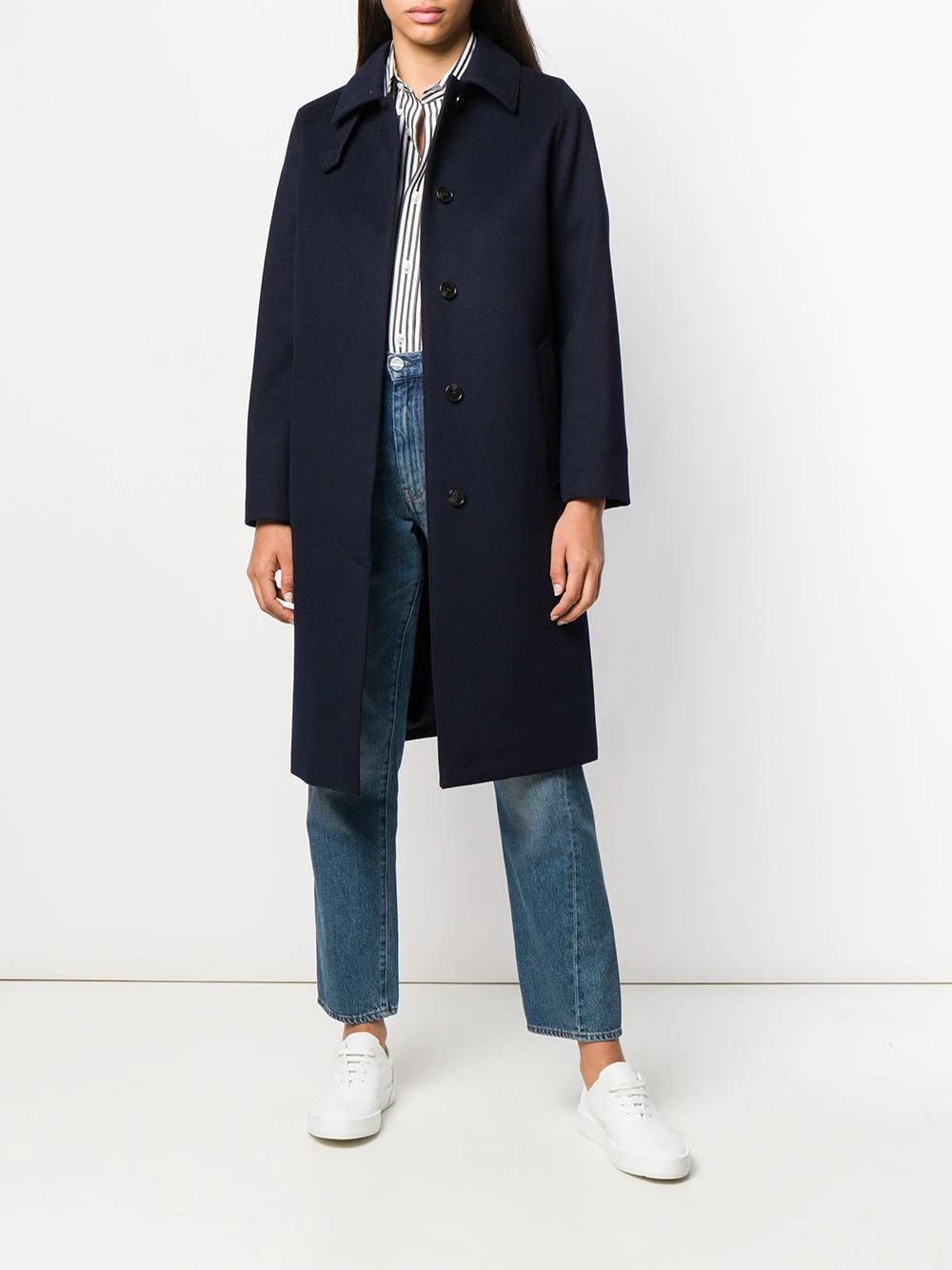 DUNKELD Navy Storm System Wool 3/4 Coat | LM-1018F - 2