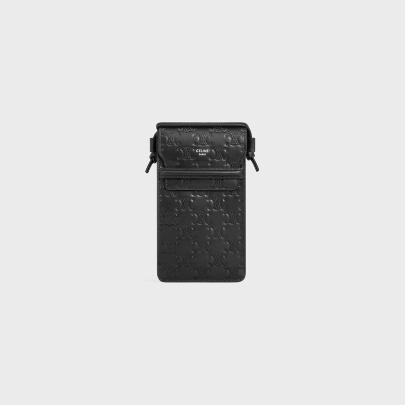 PHONE POUCH in Calfskin with triomphe embossed 1