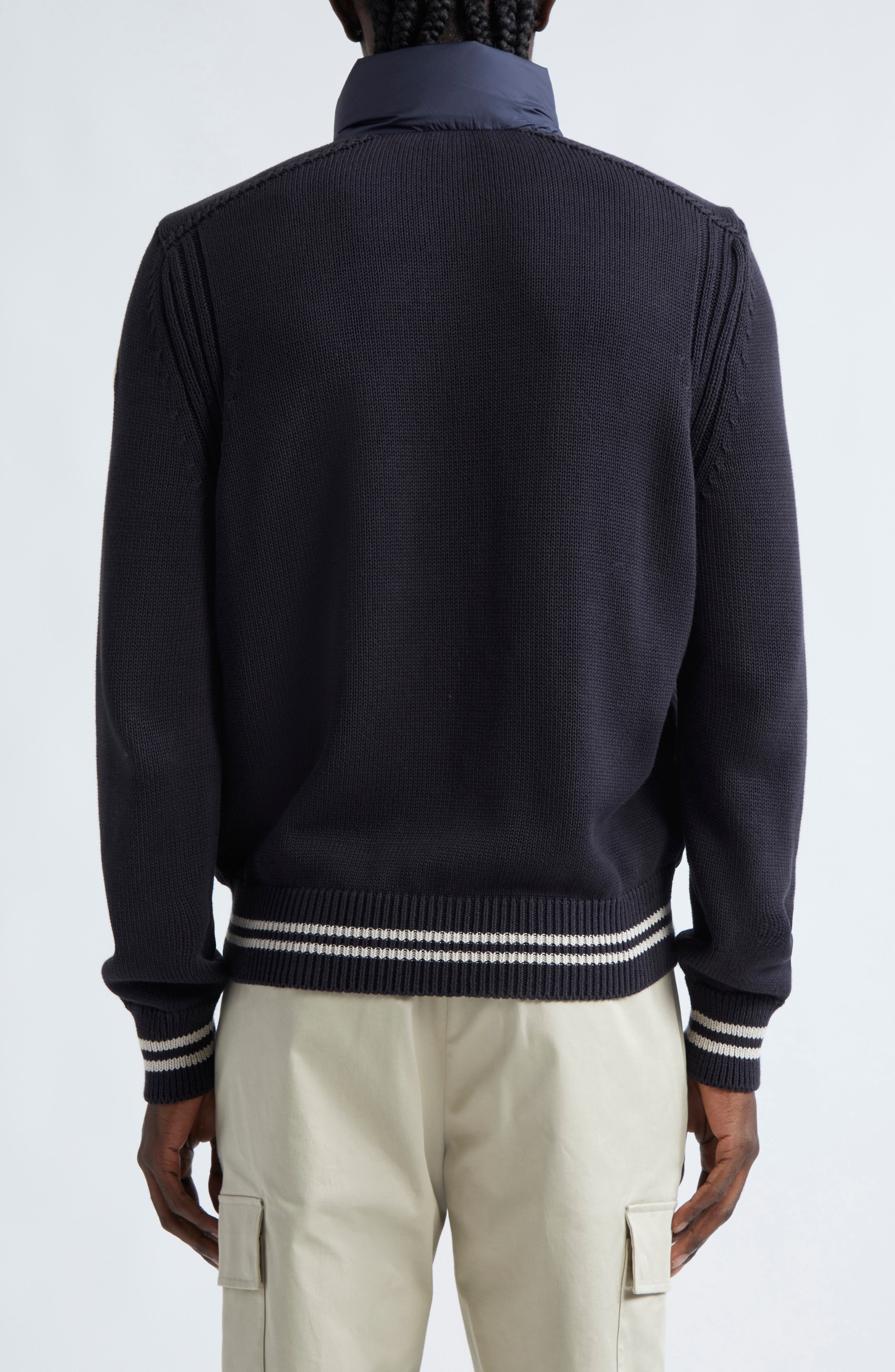 Moncler Quilted Down & Cotton Knit Cardigan in Blue at Nordstrom - 2