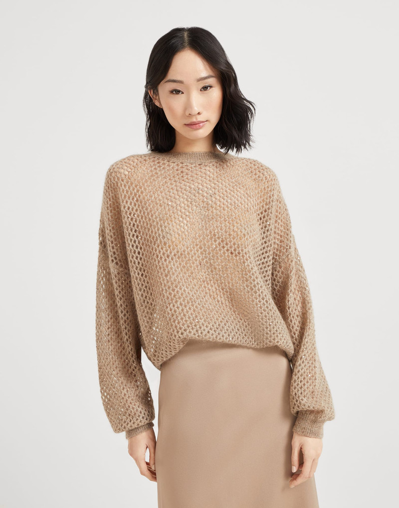 Mohair, cotton and wool dazzling mesh sweater 1