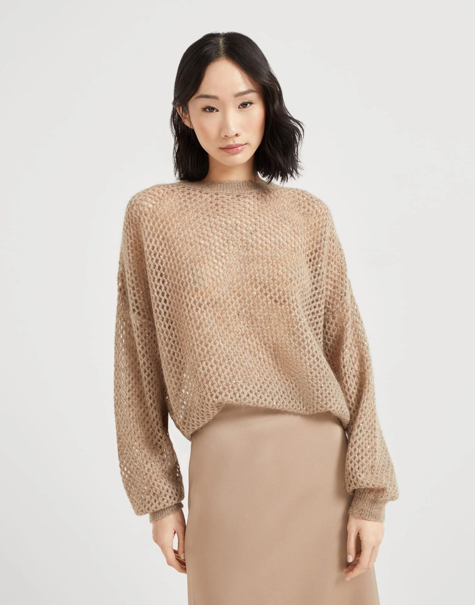 Mohair, cotton and wool dazzling mesh sweater - 1