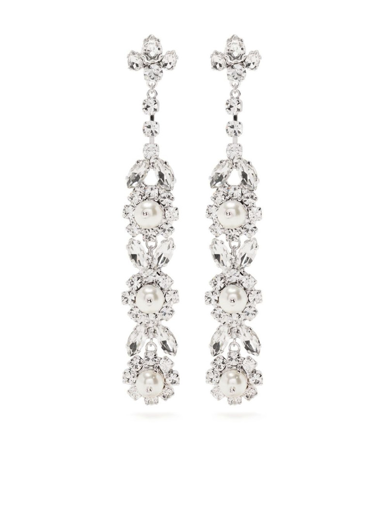 long victorian pearl & crystal drip earrings 1