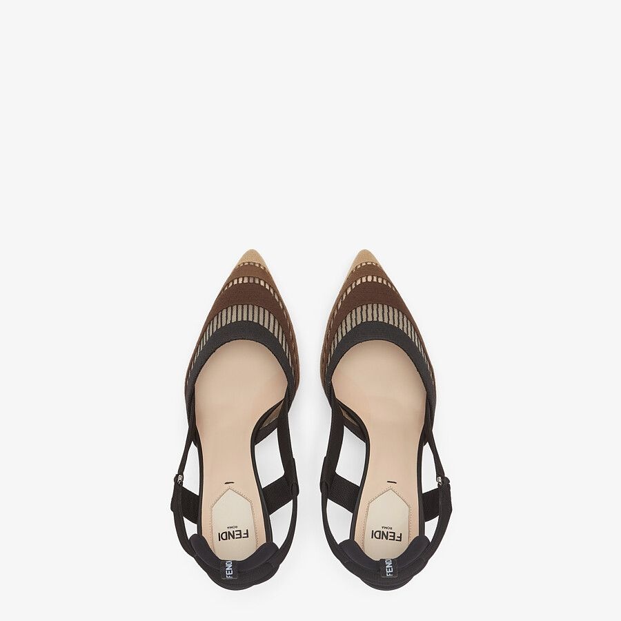 Black micromesh high-heeled slingbacks - 4