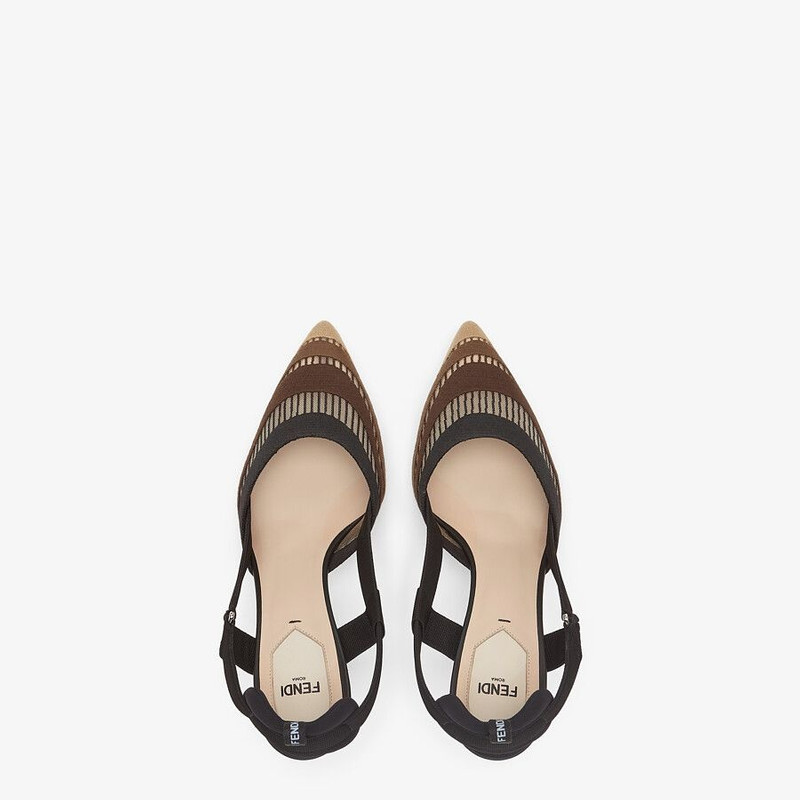 Black micromesh high-heeled slingbacks 4