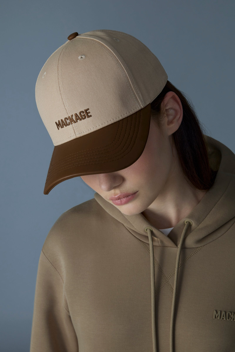 MACKAGE ANDERSON-NV Cotton Canvas Cap with Leather Brim outlook