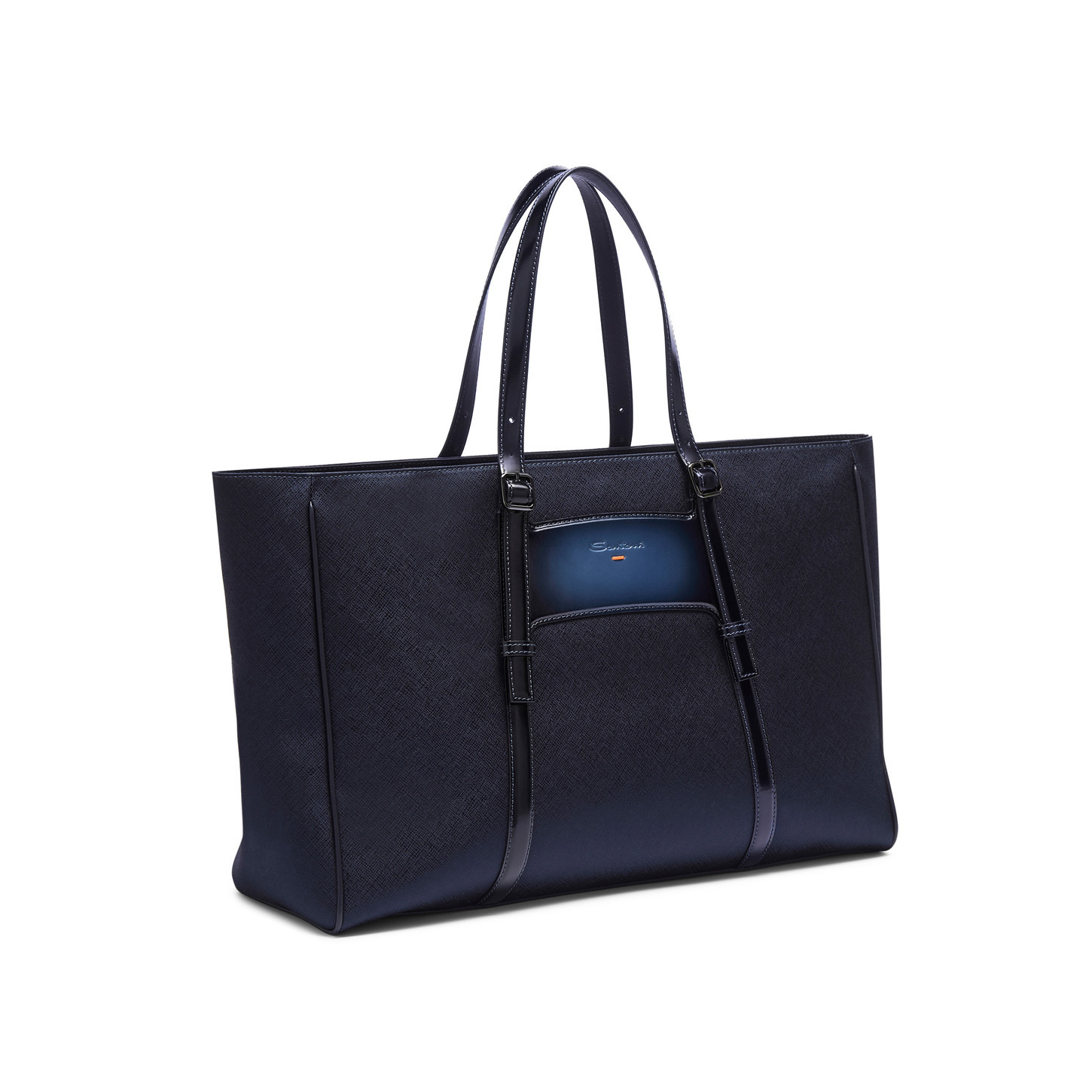 Blue leather and nylon shopping bag - 3
