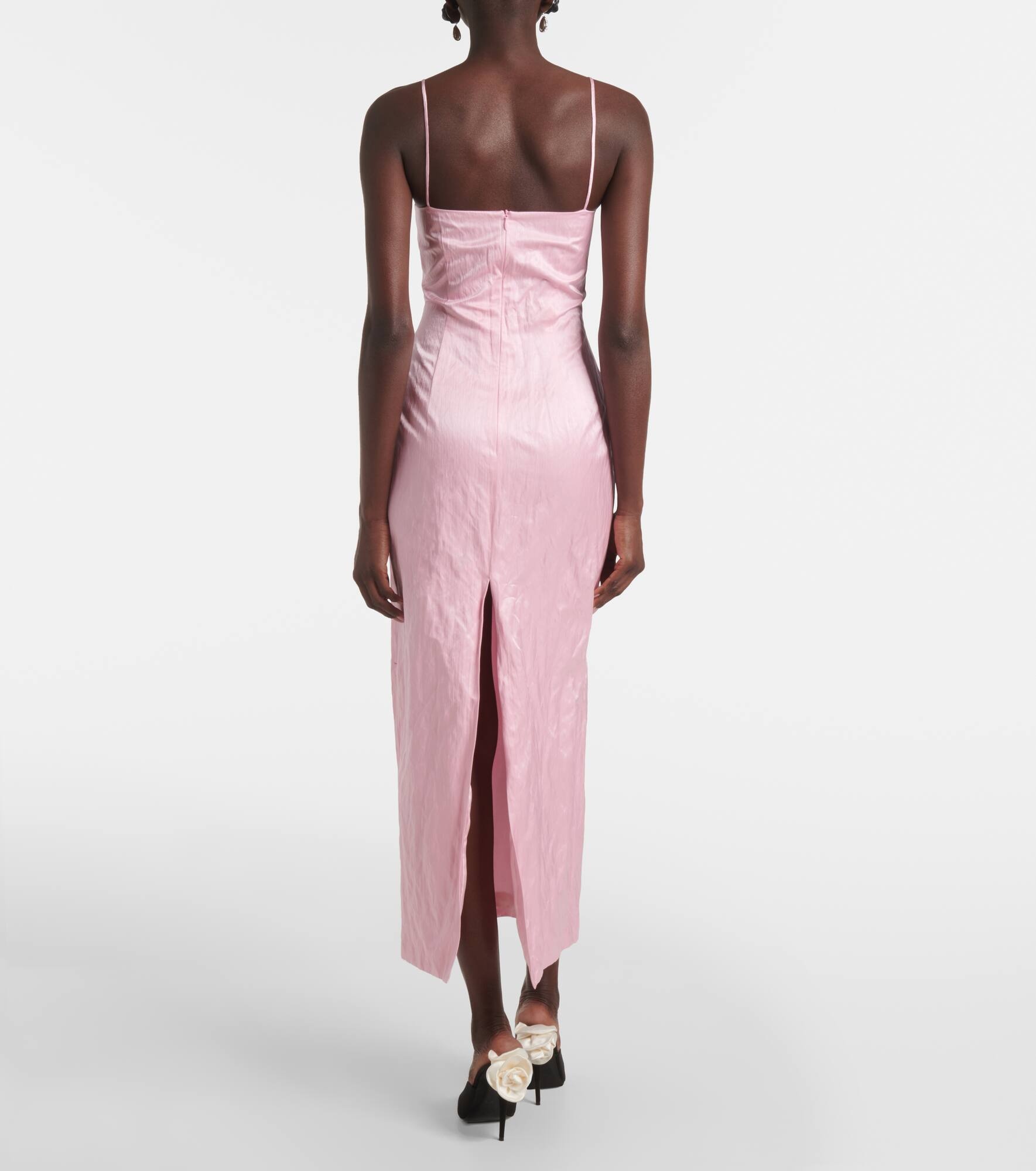 Floral-appliqué cotton-blend bustier dress - 3