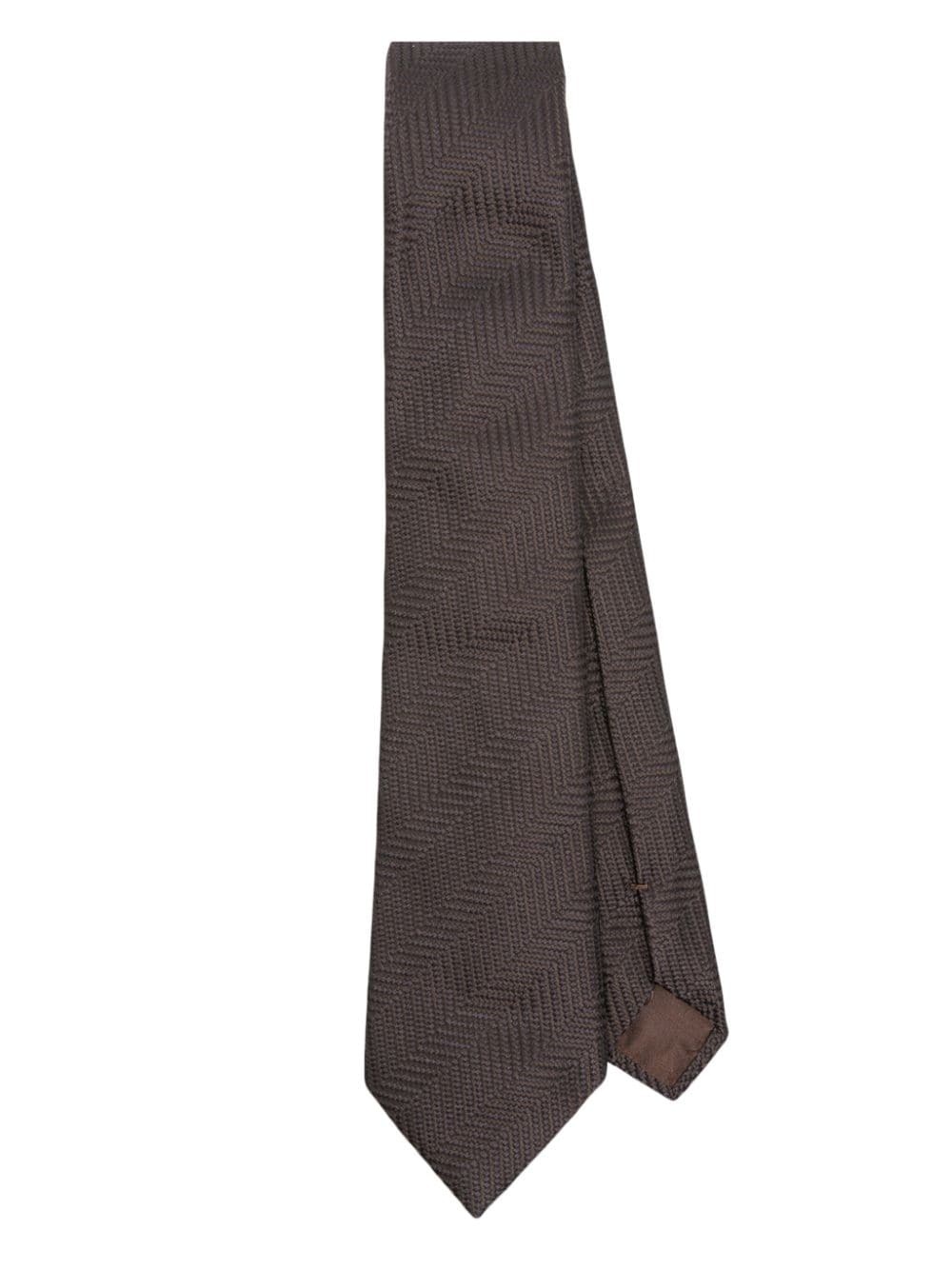 patterned-jacquard tie - 1