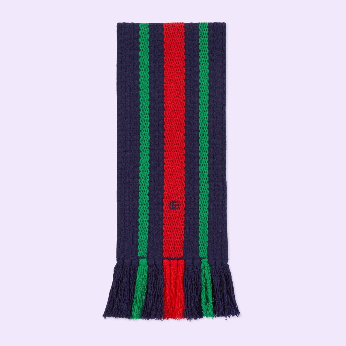 Striped knit wool scarf - 1