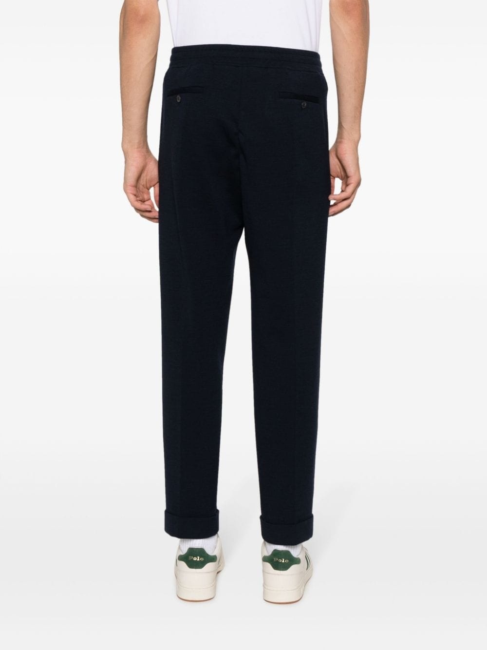 elasticated-waistband tapered trousers - 4
