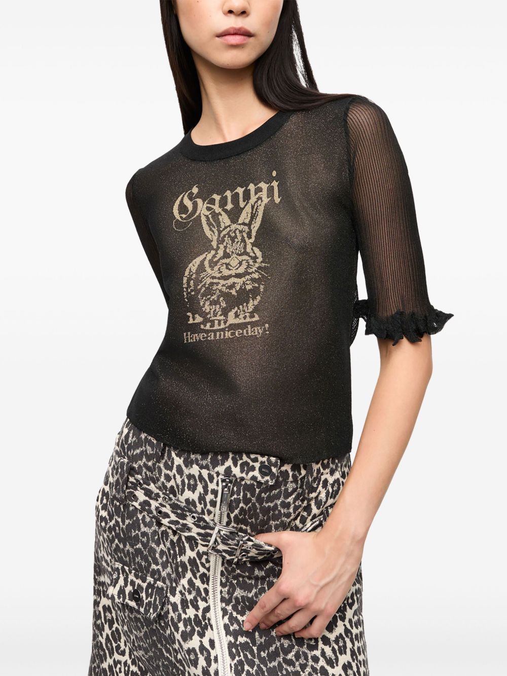 Ganni Women Bunny Crewneck Top - 4