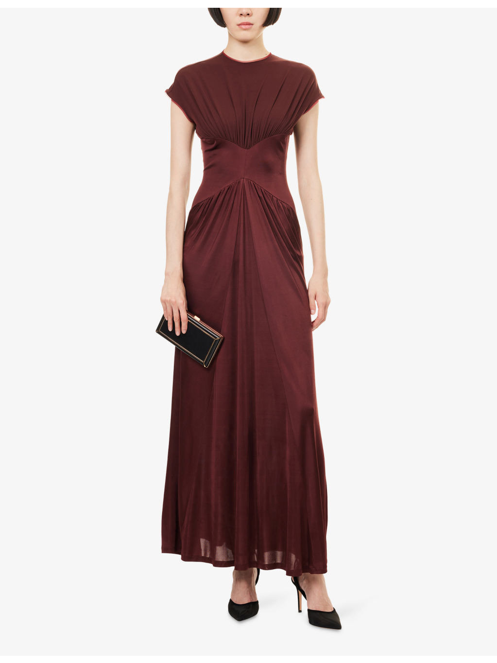 Cascading Cap-Sleeve Stretch-Jersey Maxi Dress - 2