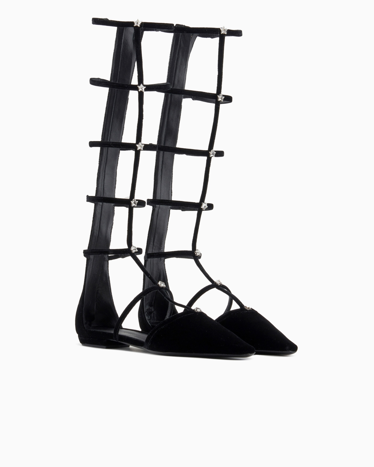 Pointed boots with velvet cage construction - 2