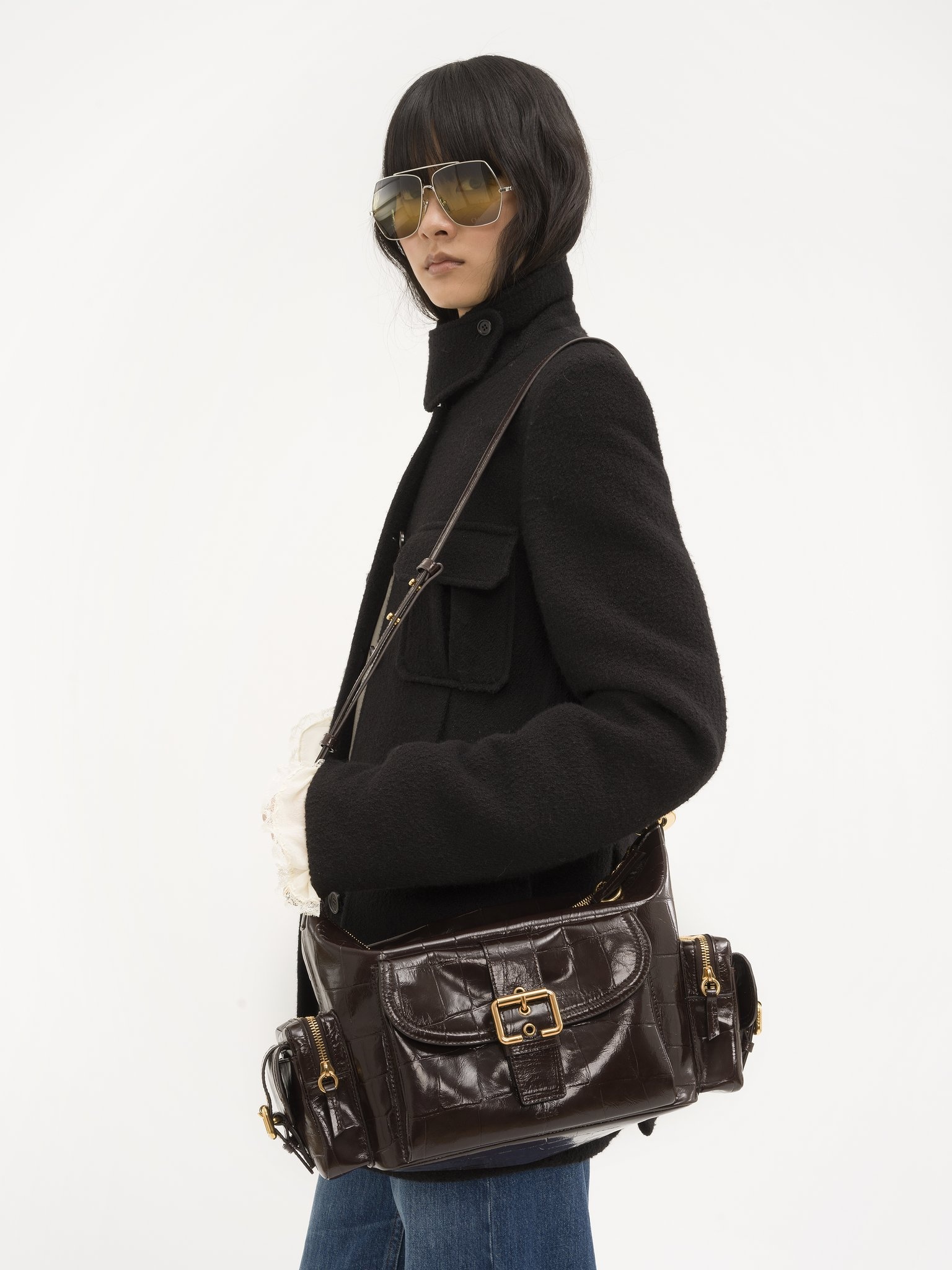 CAMERA BAG IN CROCO-EFFECT LEATHER - 7