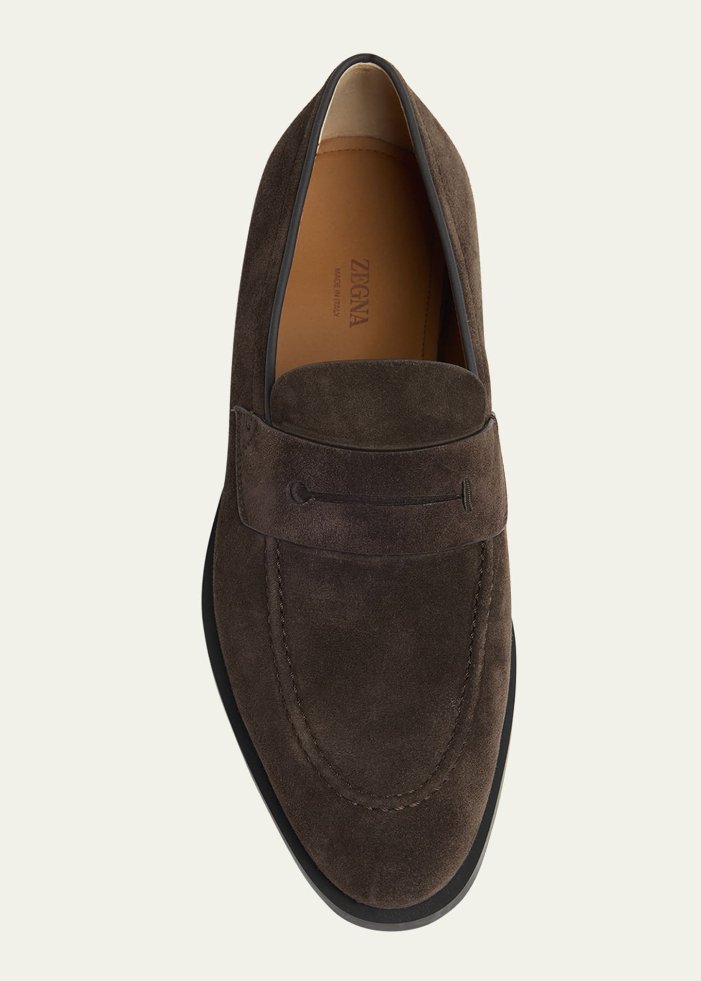 Men's Suede Rubber-Sole Penny Loafers - 3