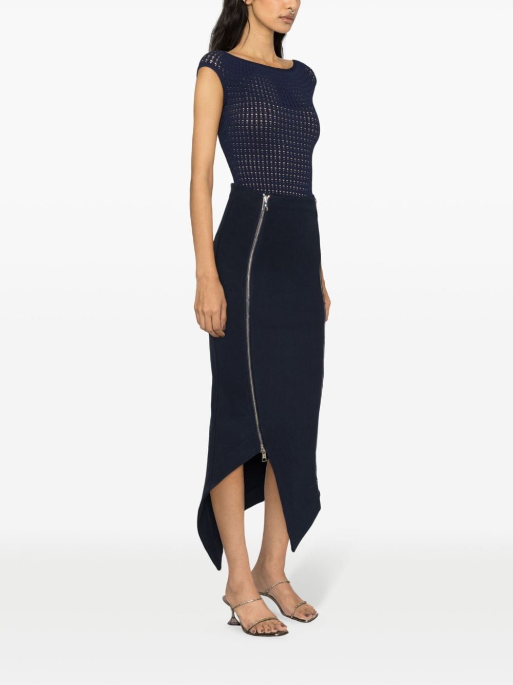 zip-embellished asymmetric skirt - 3