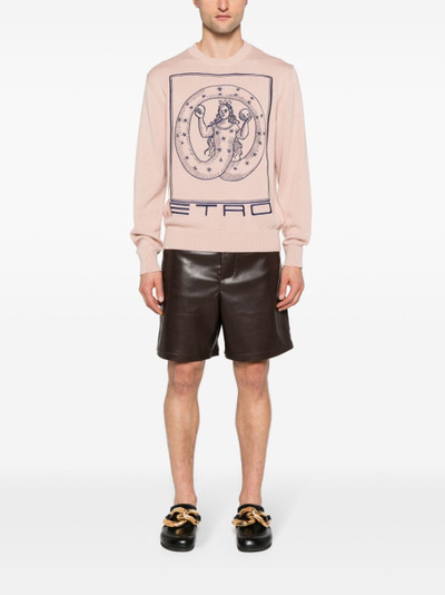 Etro motif-embroidered cotton jumper outlook