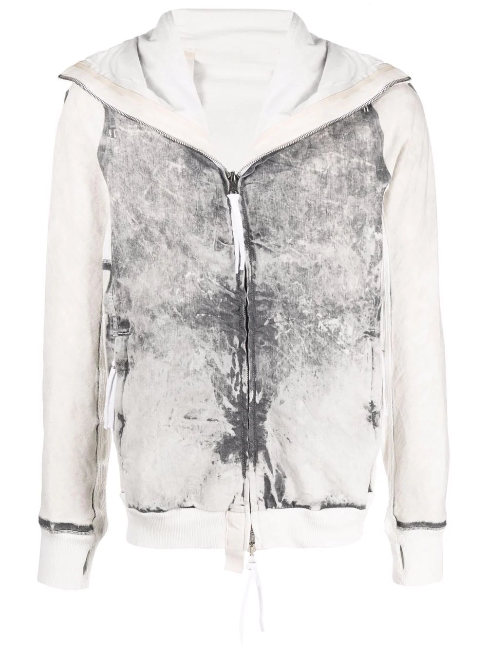 distressed-effect zipped hoodie - 1