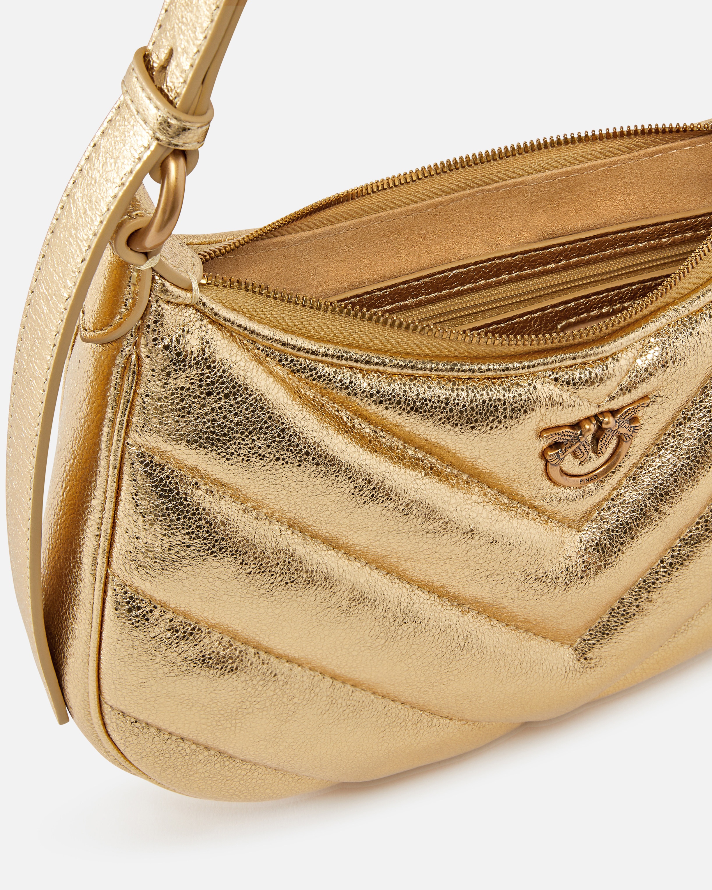 HALF MOON SMALL SHOULDER BAG IN LAMINATED LEATHER - 4