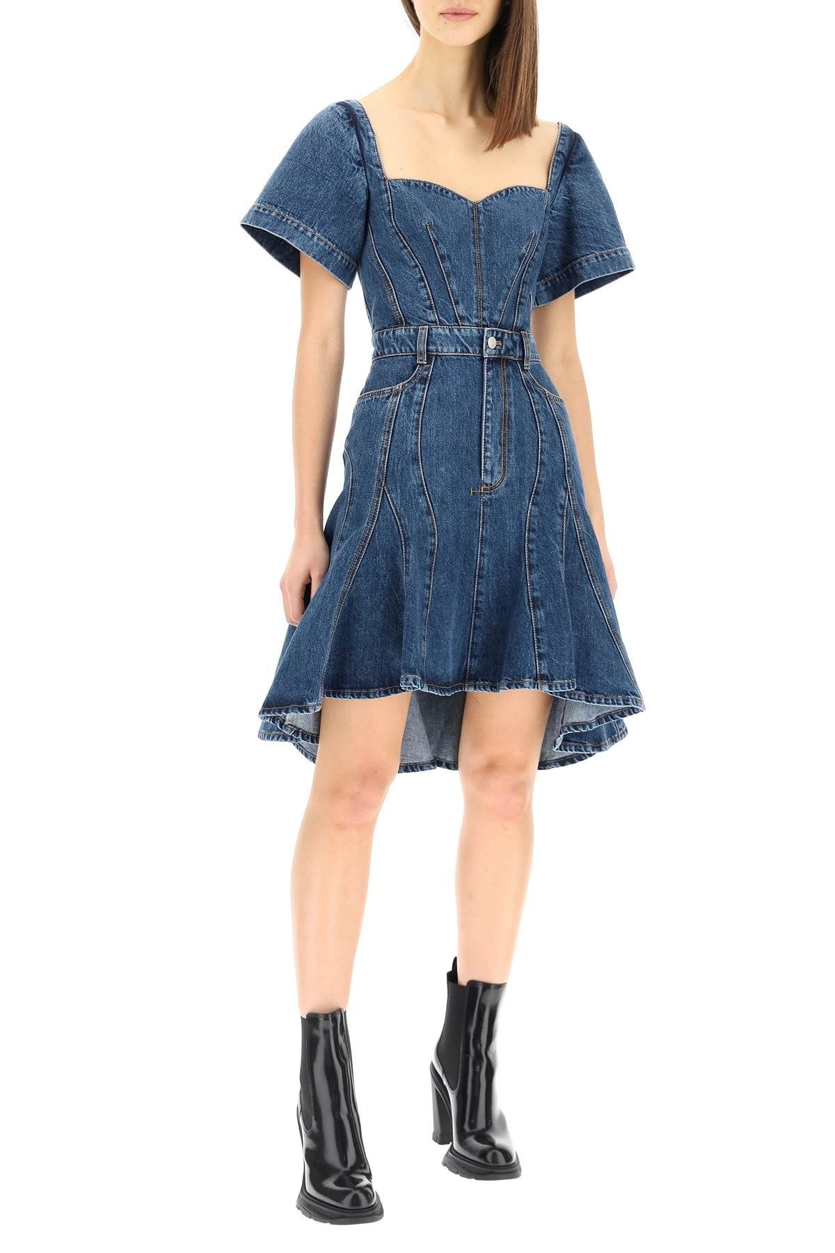 FLUTED DENIM MINI DRESS - 2