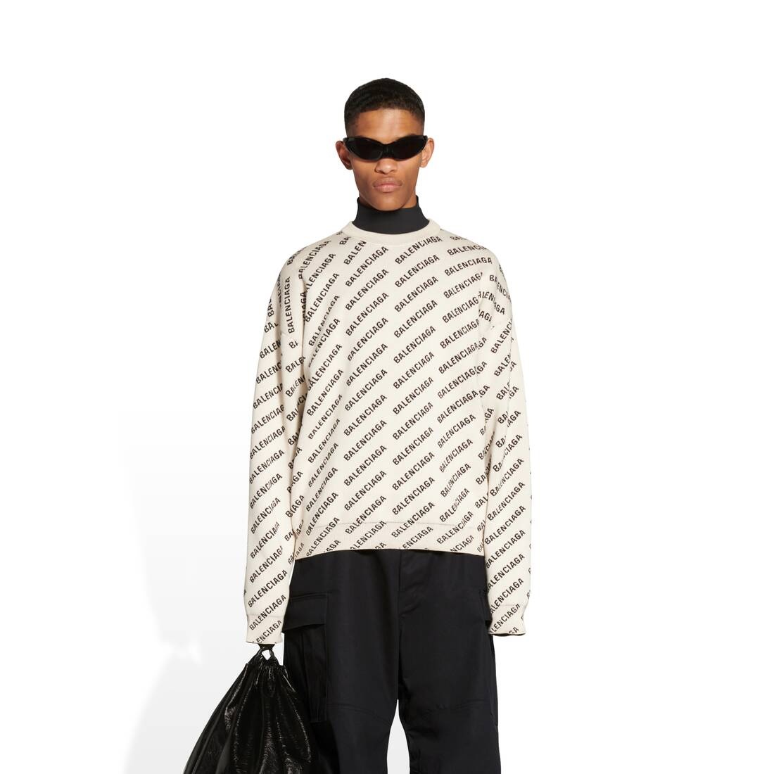 Men's Mini Allover Logo Sweater  in Off White - 5