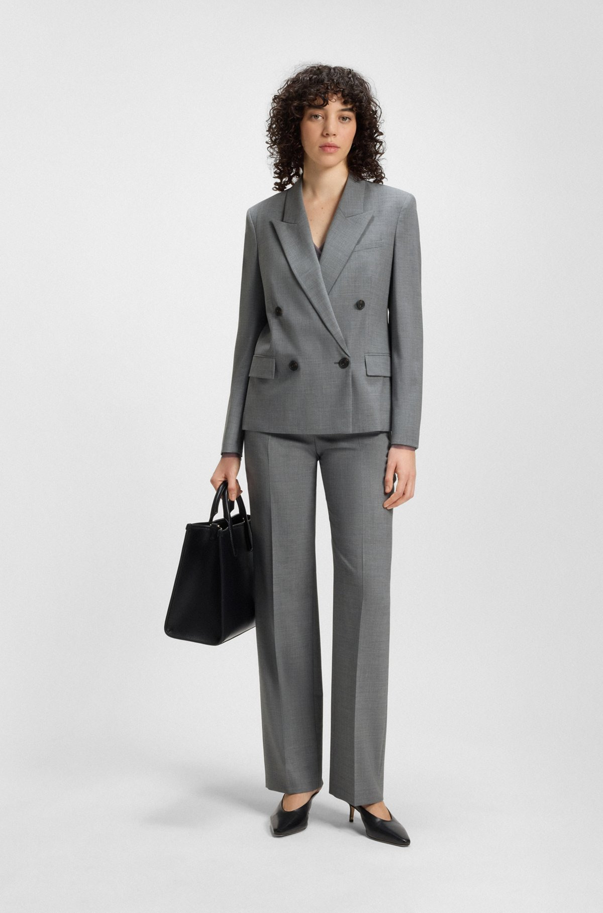 DOUBLE-BREASTED COAT IN A MELANGE WOOL - 3