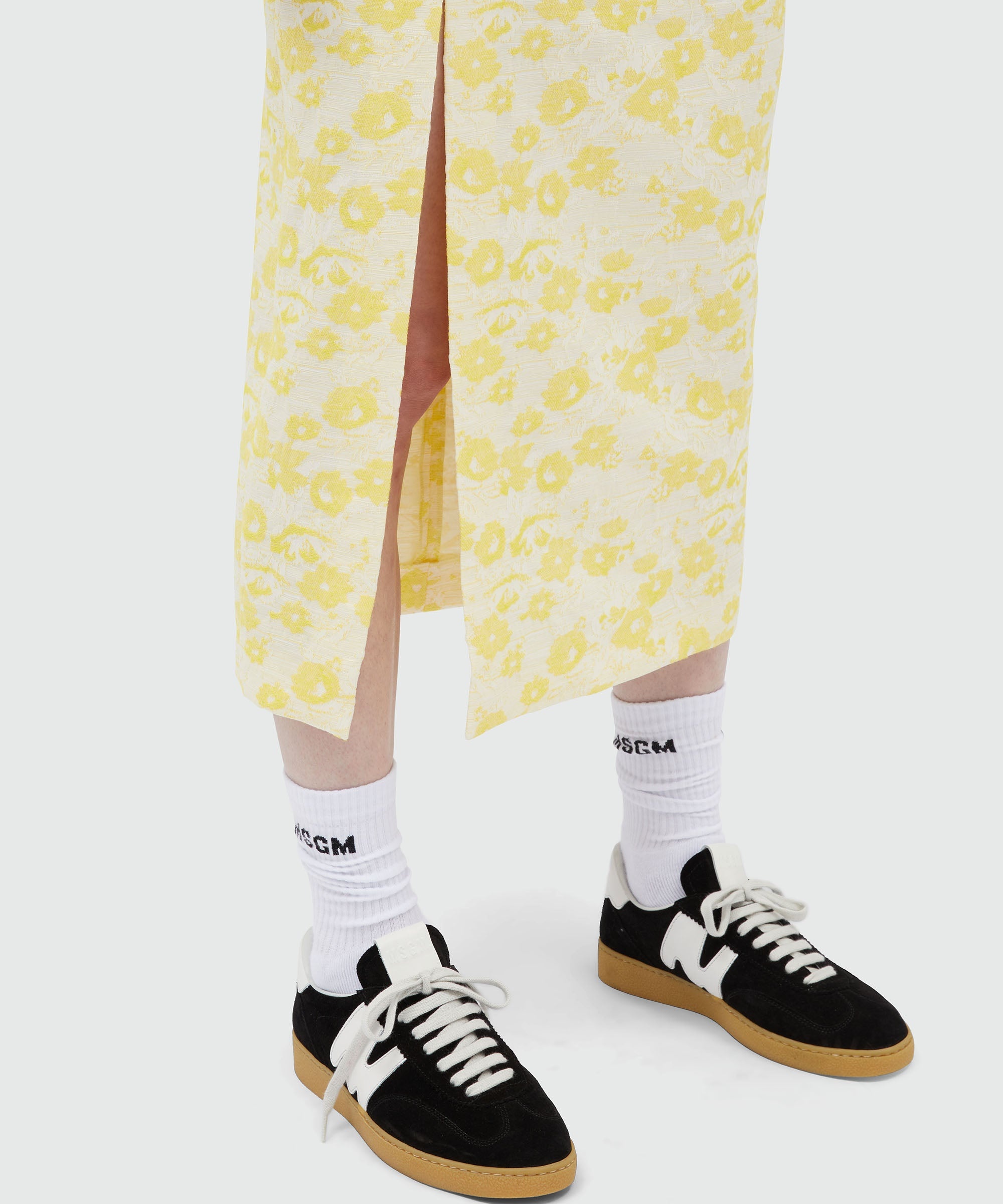 Midi skirt with jacquard floral pattern - 5