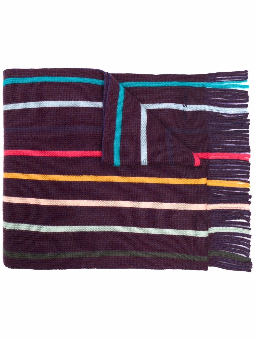 bright stripe print wool scarf - 1