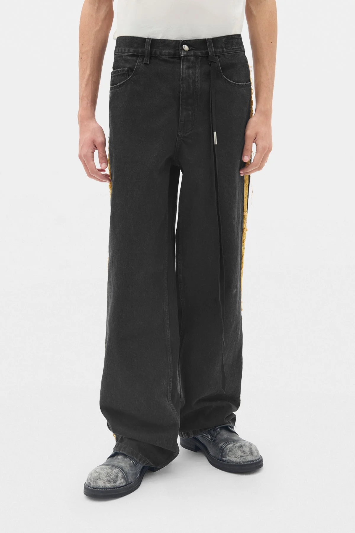 Hanno 5 Pockets Straight Leg Loose Trousers With Side Bands - 1