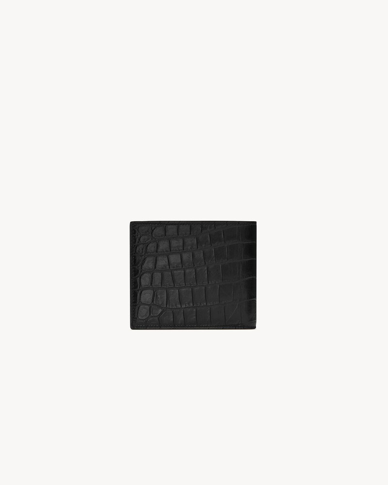SAINT LAURENT TINY CASSANDRE EAST/WEST WALLET WITH COIN PURSE IN CROCODILE-EMBOSSED MATTE LEATHER outlook