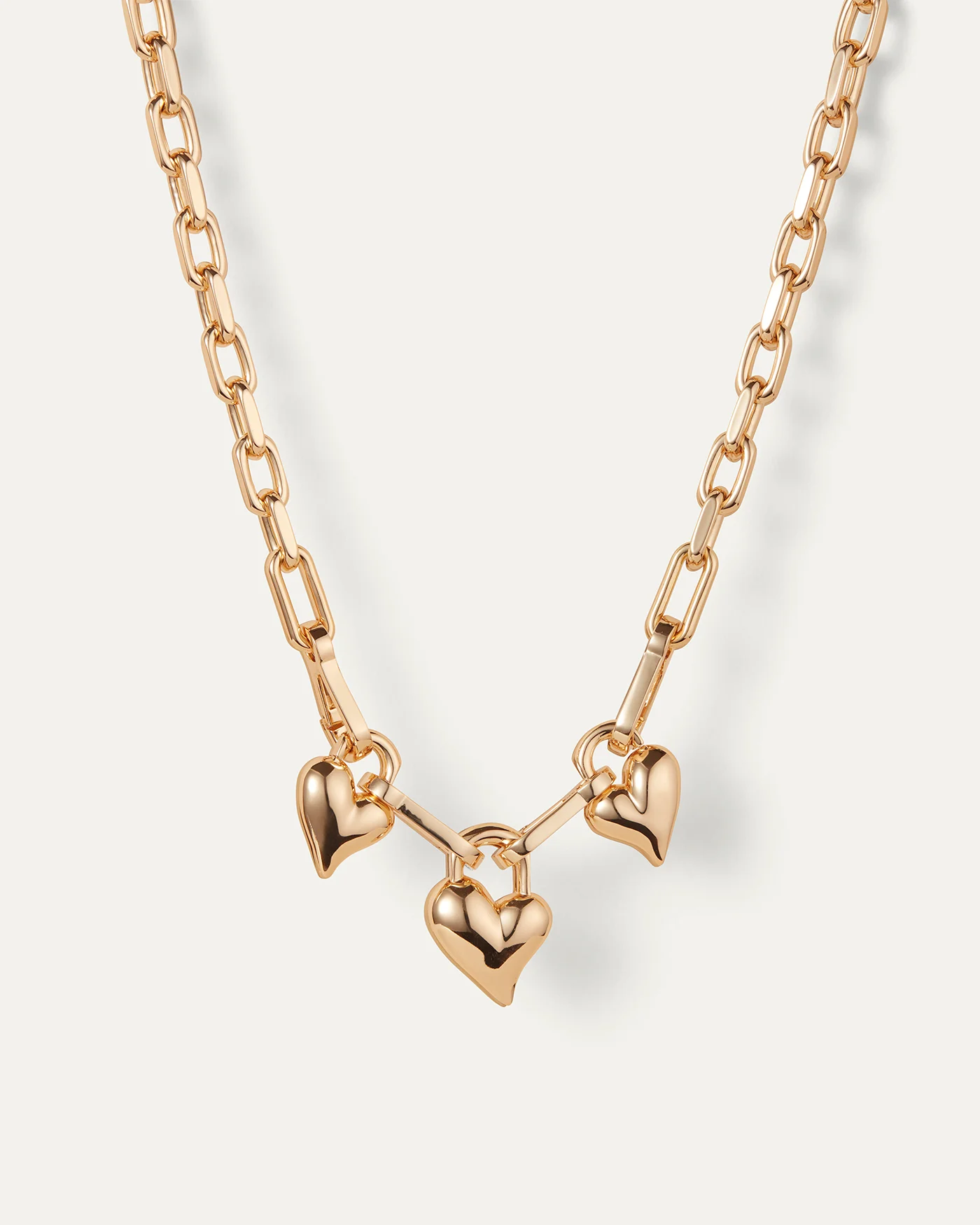 Padlock Triple Heart Pendant Necklace - 1