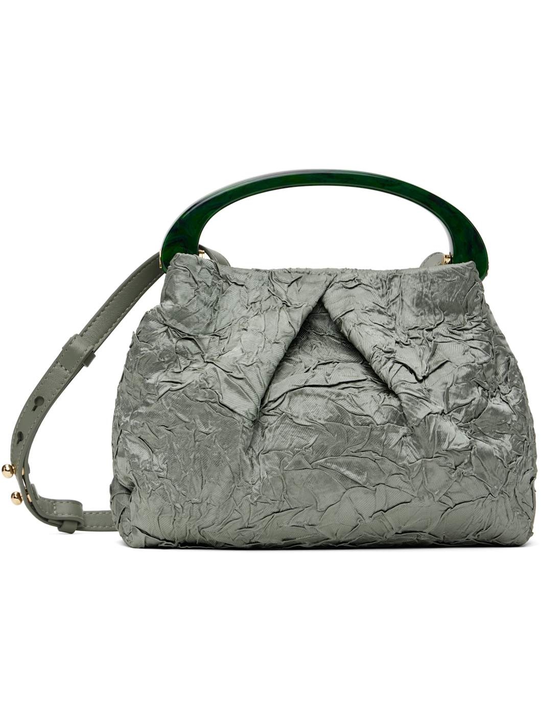 Green Small Folded Crushed Bag - 1