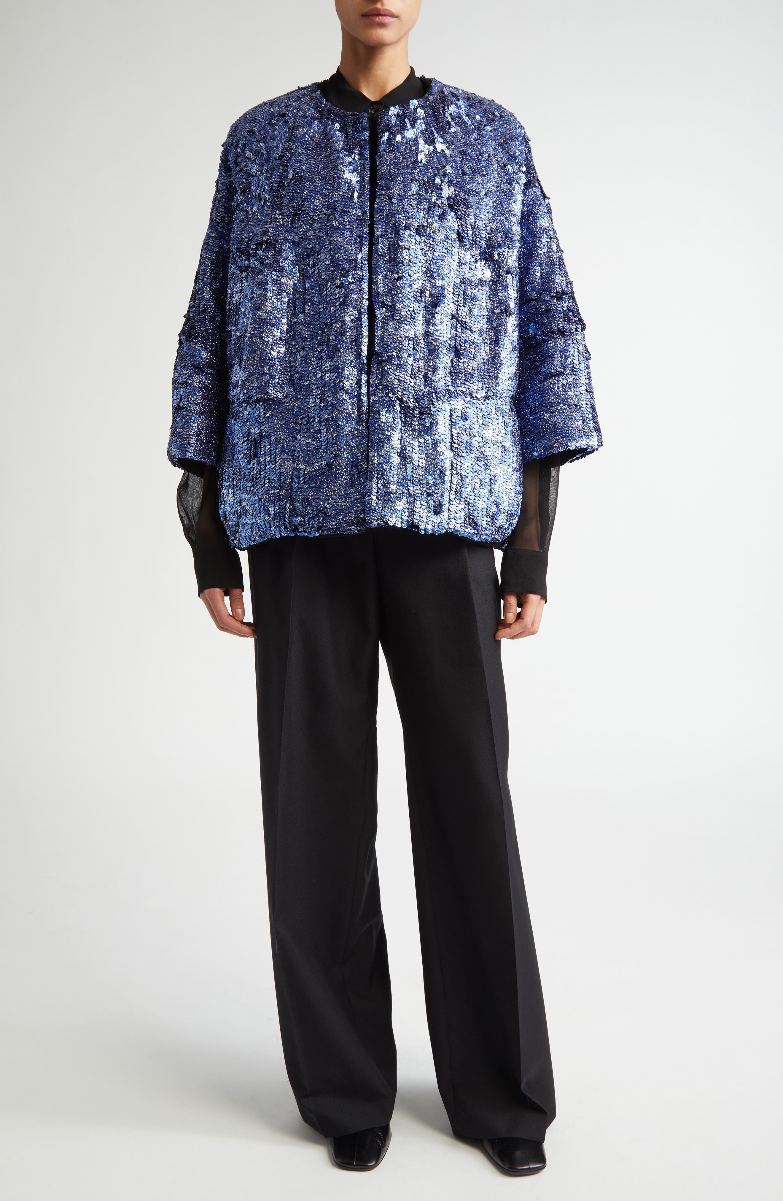 Dries Van Noten Embellished Cocoon Jacket in Blue at Nordstrom - 2