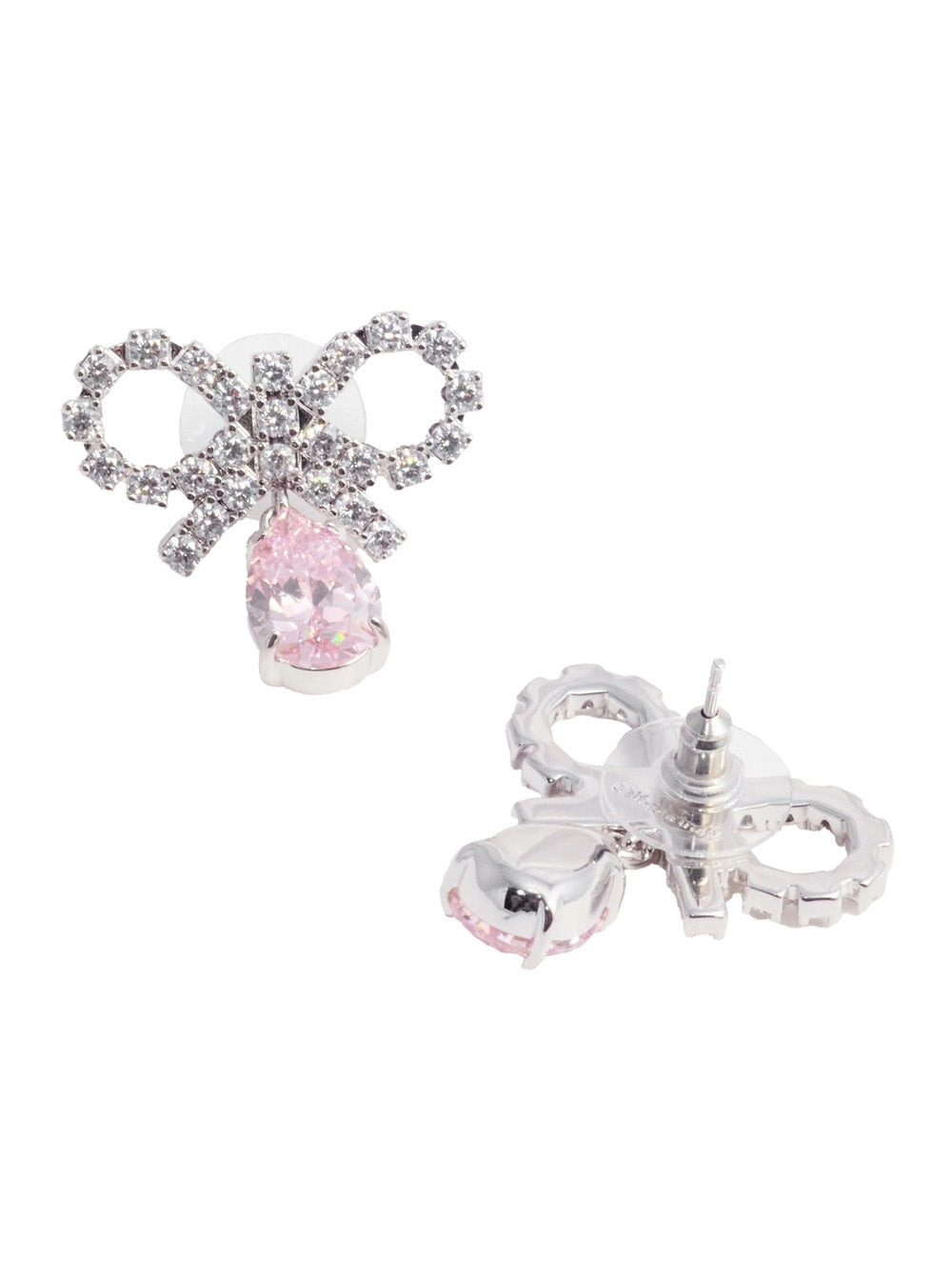 Self-Portrait Women Micro Bow Pink Droplet Earrings - 2