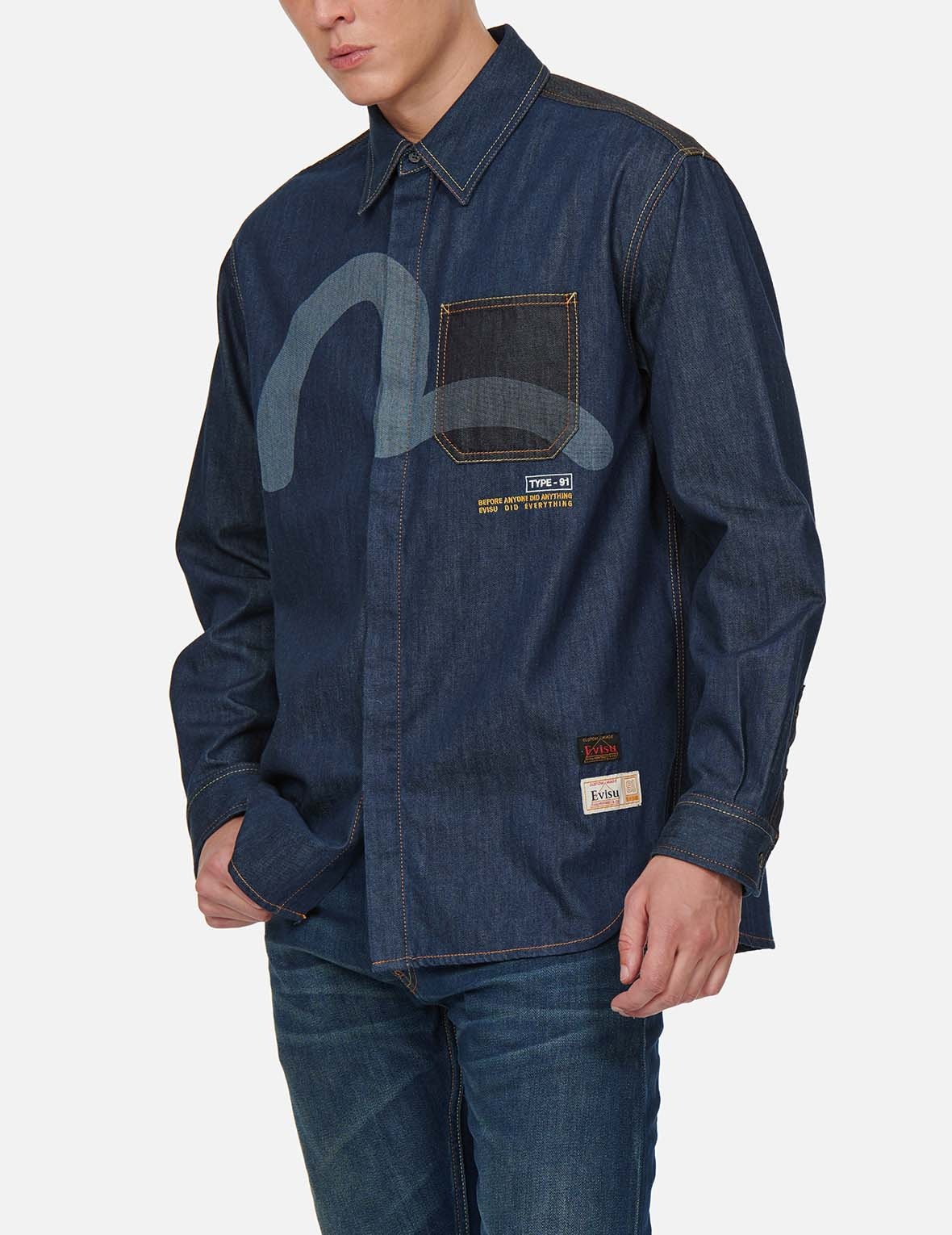 DISCHARGED SEAGULL DENIM SHIRT - 3